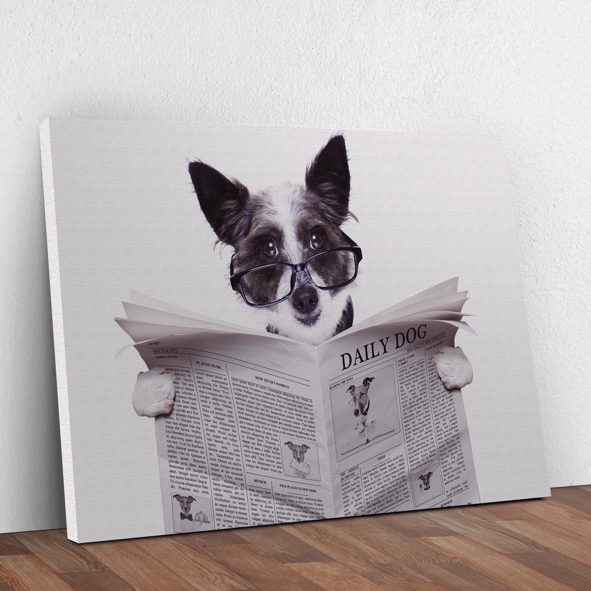 Dog Reading The Newspaper Canvas Wall Art - Image 2