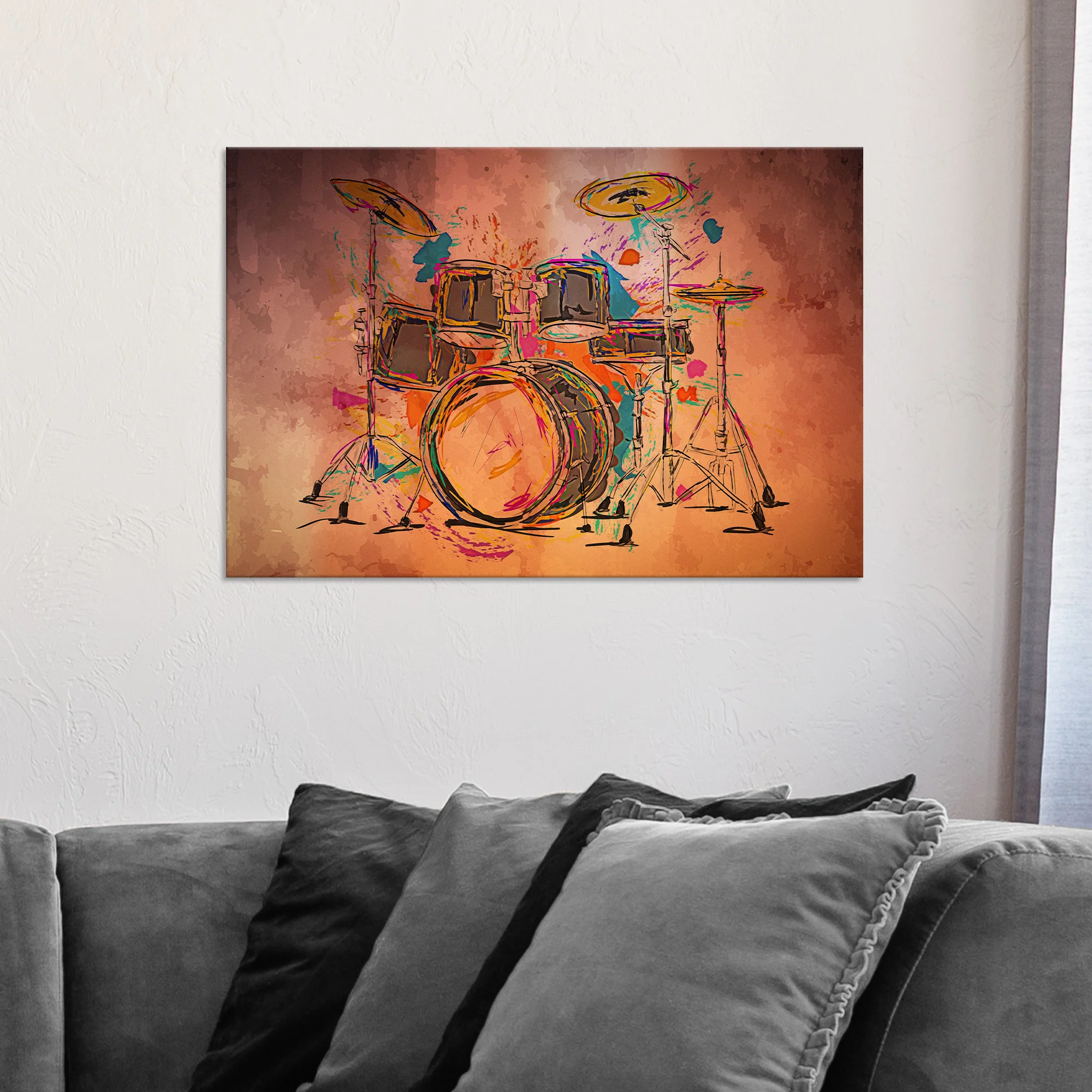 Drums Abstract Canvas Wall Art - Image 2
