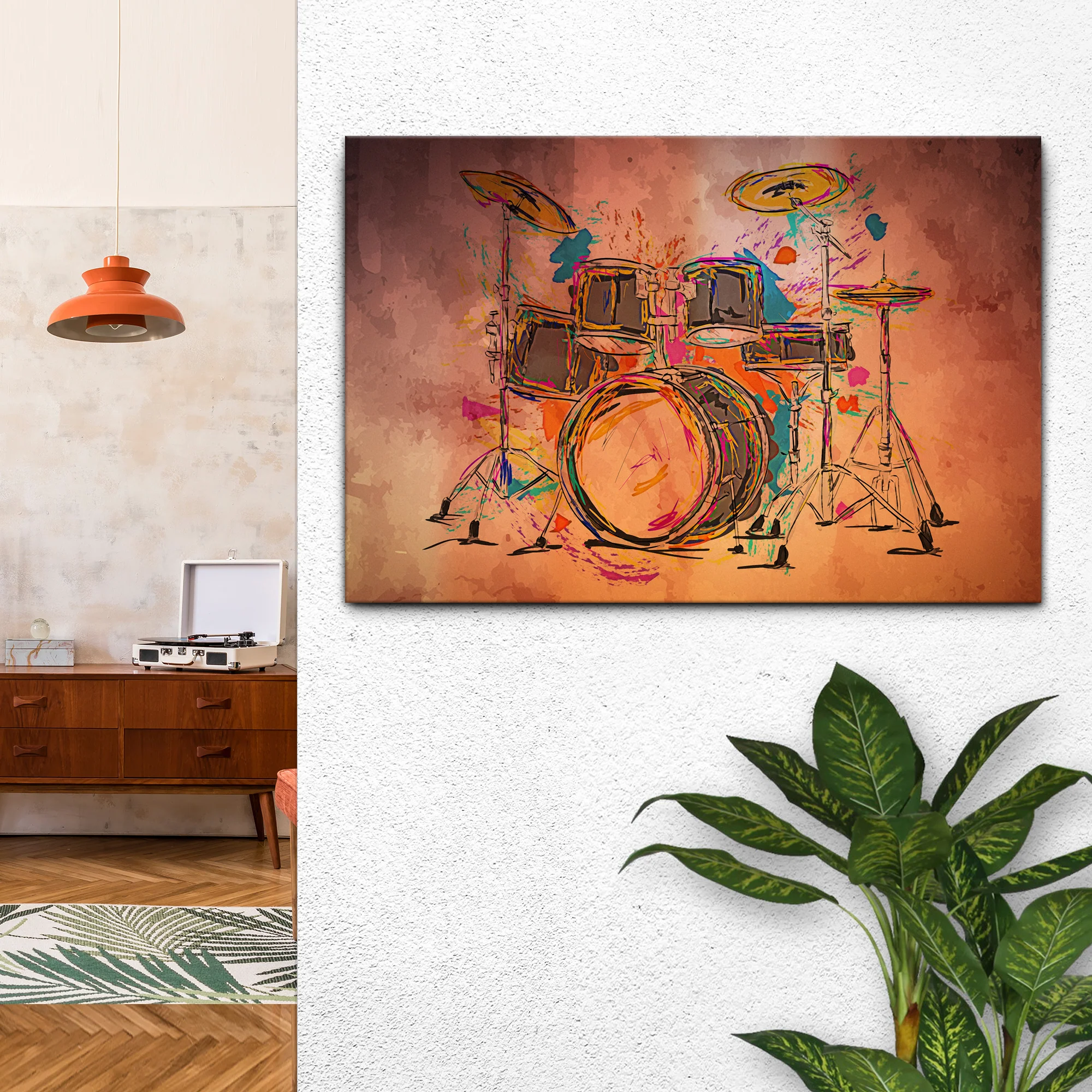 Drums Abstract Canvas Wall Art - Image 3