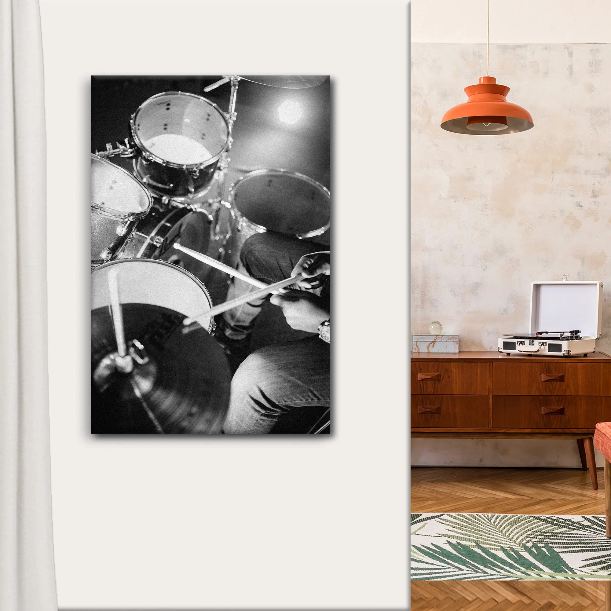 Drums Monochrome Canvas Wall Art - Image 3
