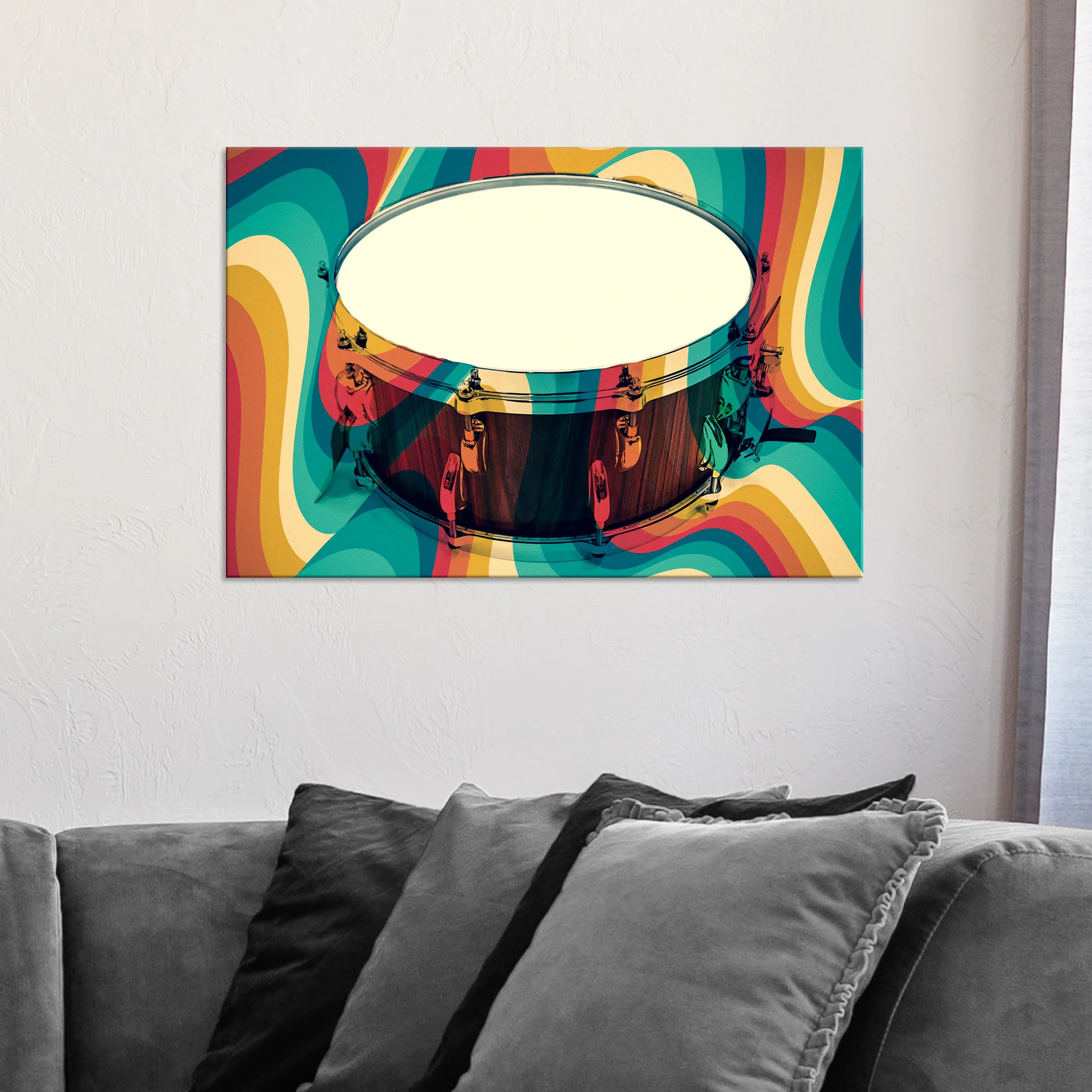 Drums Retro Canvas Wall Art - Image 3