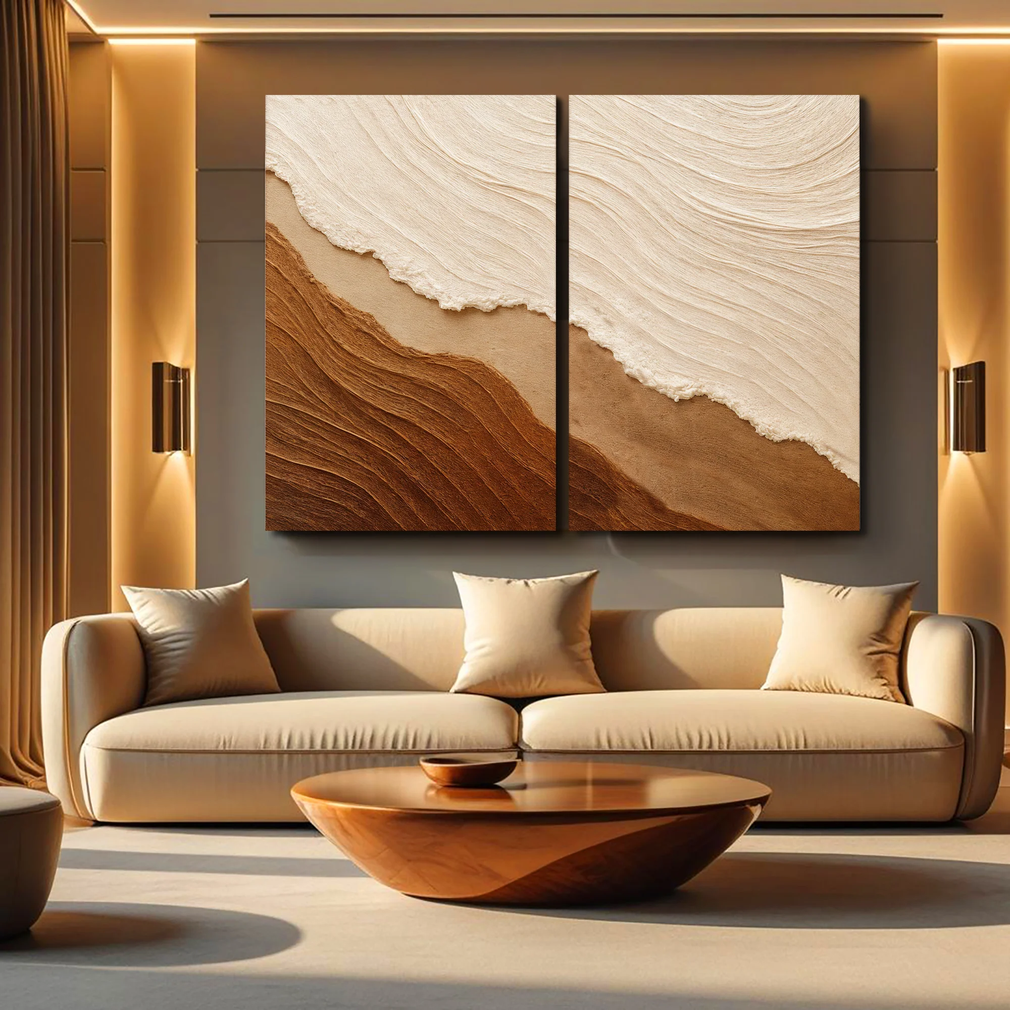 Earth Tones Waves Duo Wall Art - Image 3
