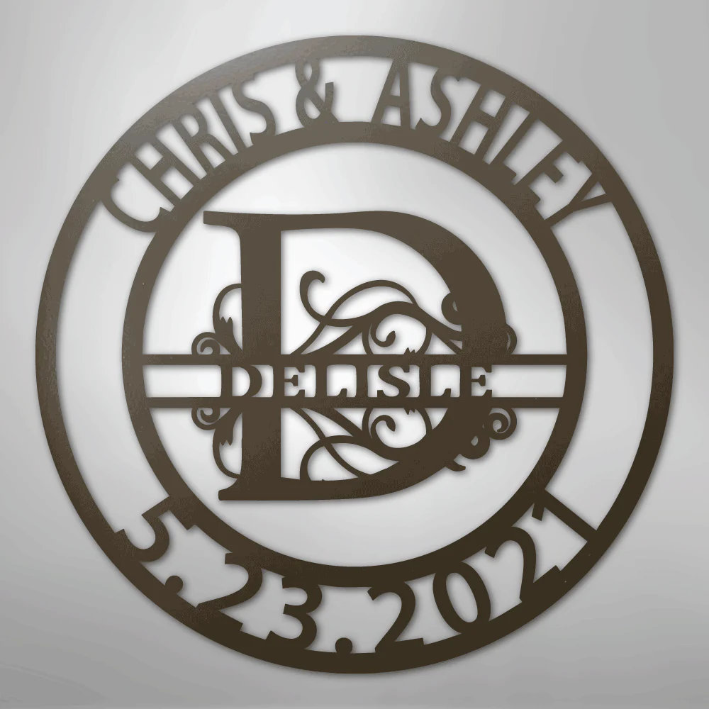 Elaborate Split Letter Family Name - Steel Sign - Image 17