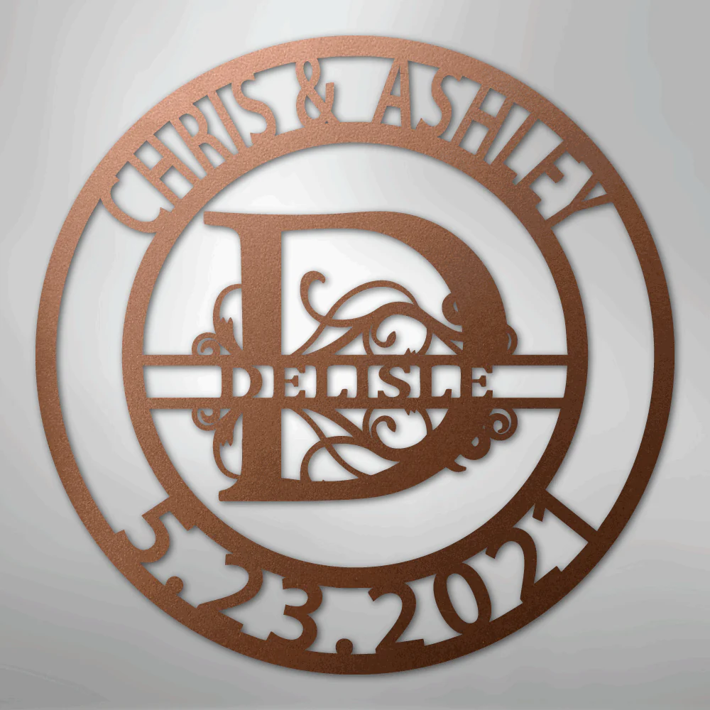 Elaborate Split Letter Family Name - Steel Sign - Image 5