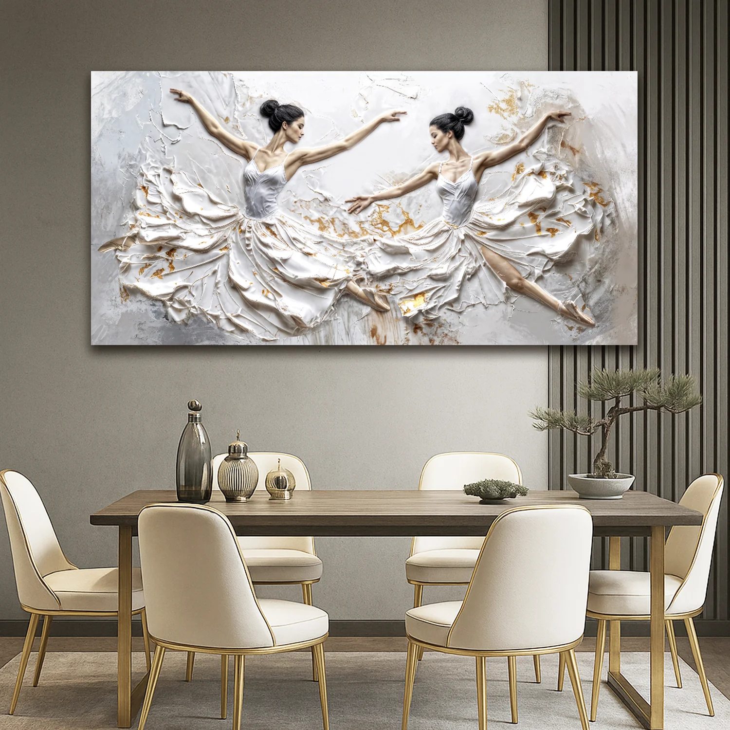 Modern Ethereal Dancers Impasto Wall Art - Image 3