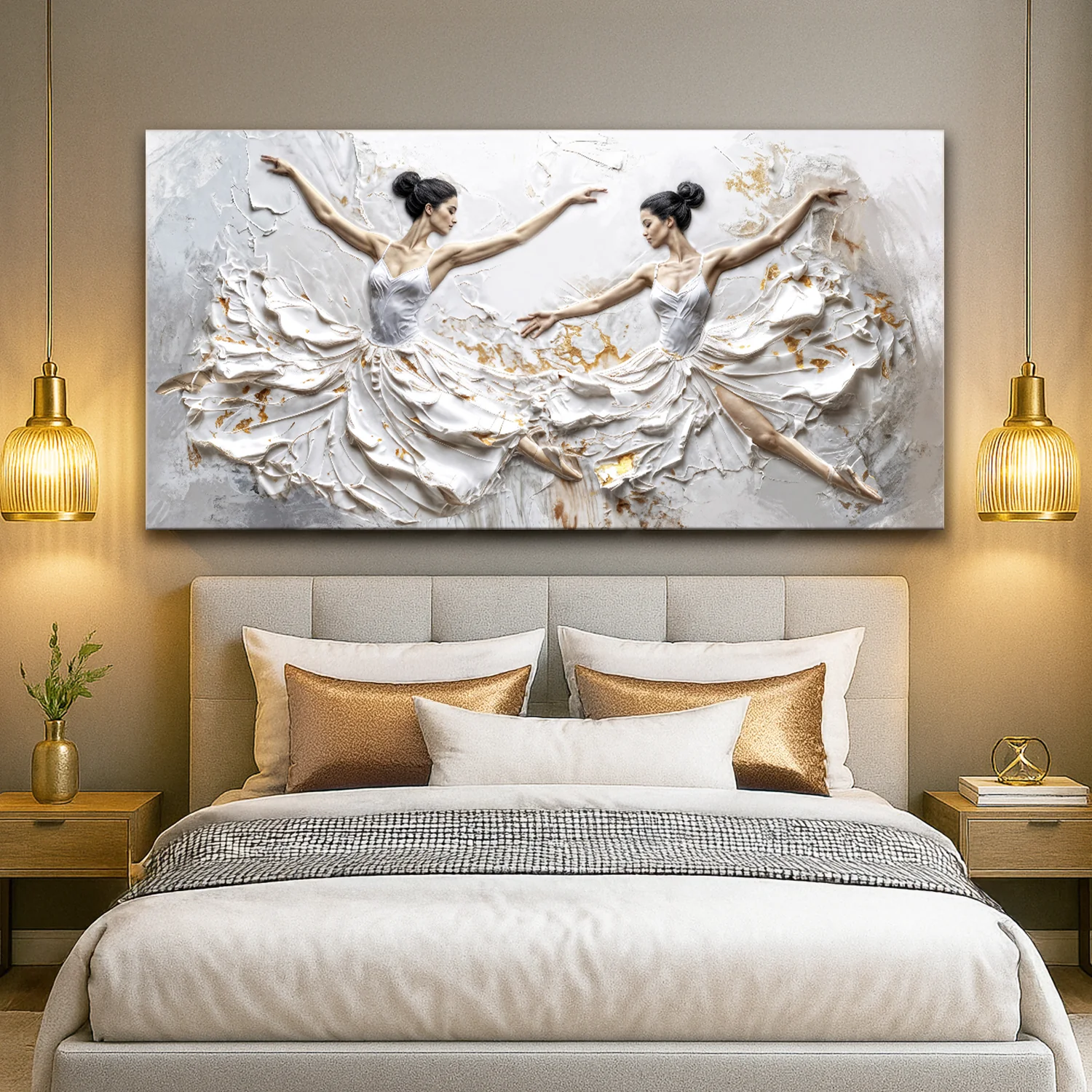 Modern Ethereal Dancers Impasto Wall Art - Image 5