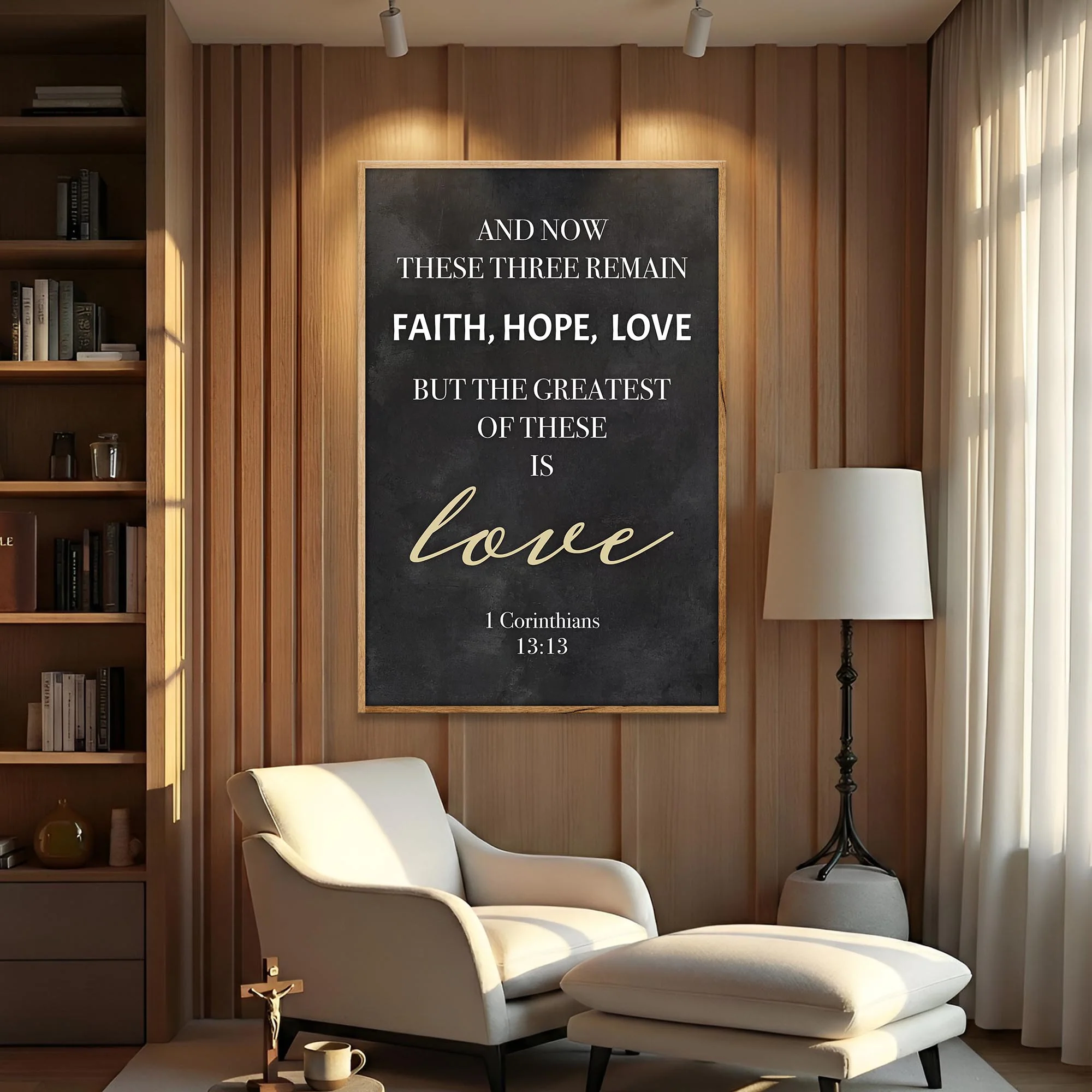 Faith, Hope, Love – 1 Corinthians 13:13 Wall Sign IV - Image 2