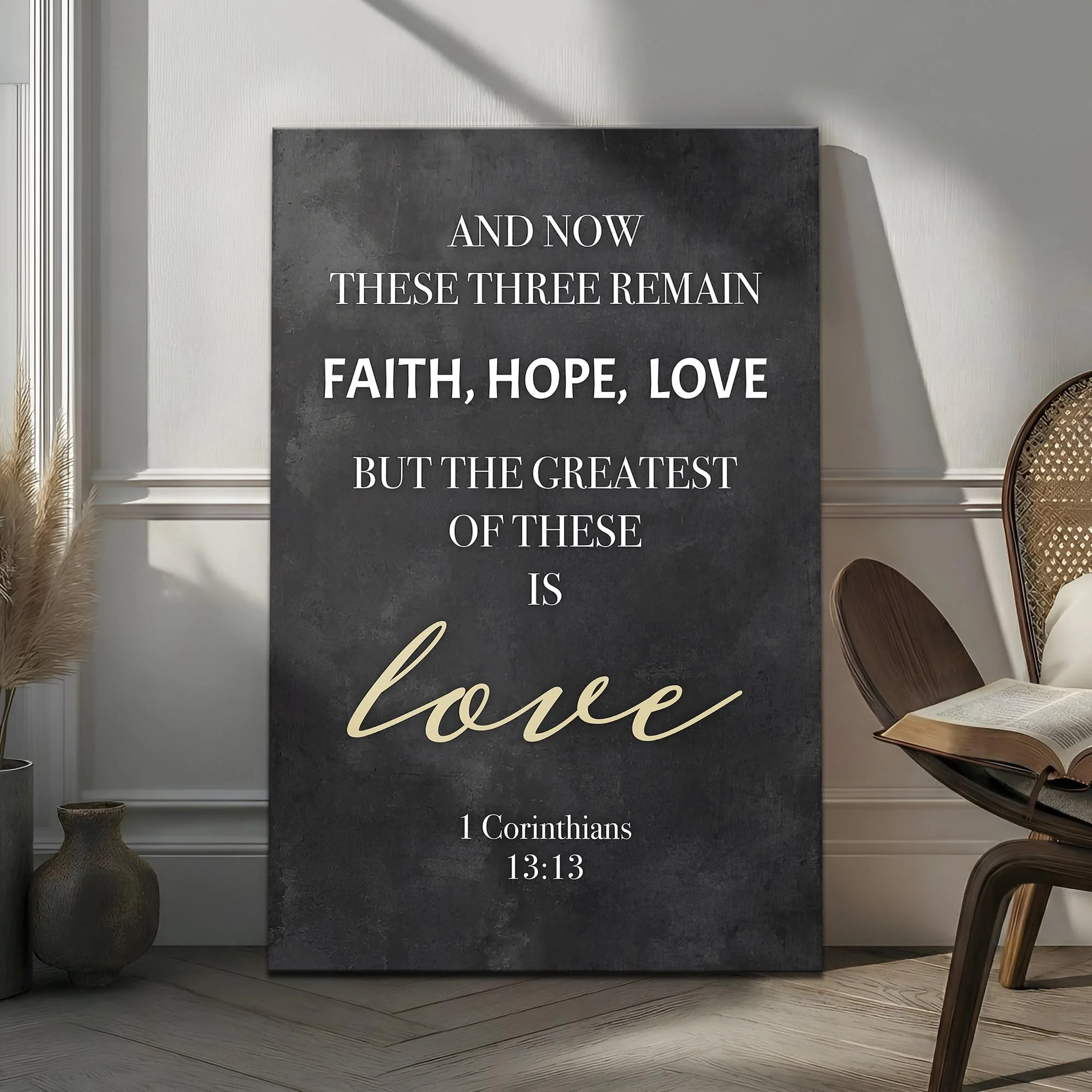 Faith, Hope, Love – 1 Corinthians 13:13 Wall Sign IV - Image 3