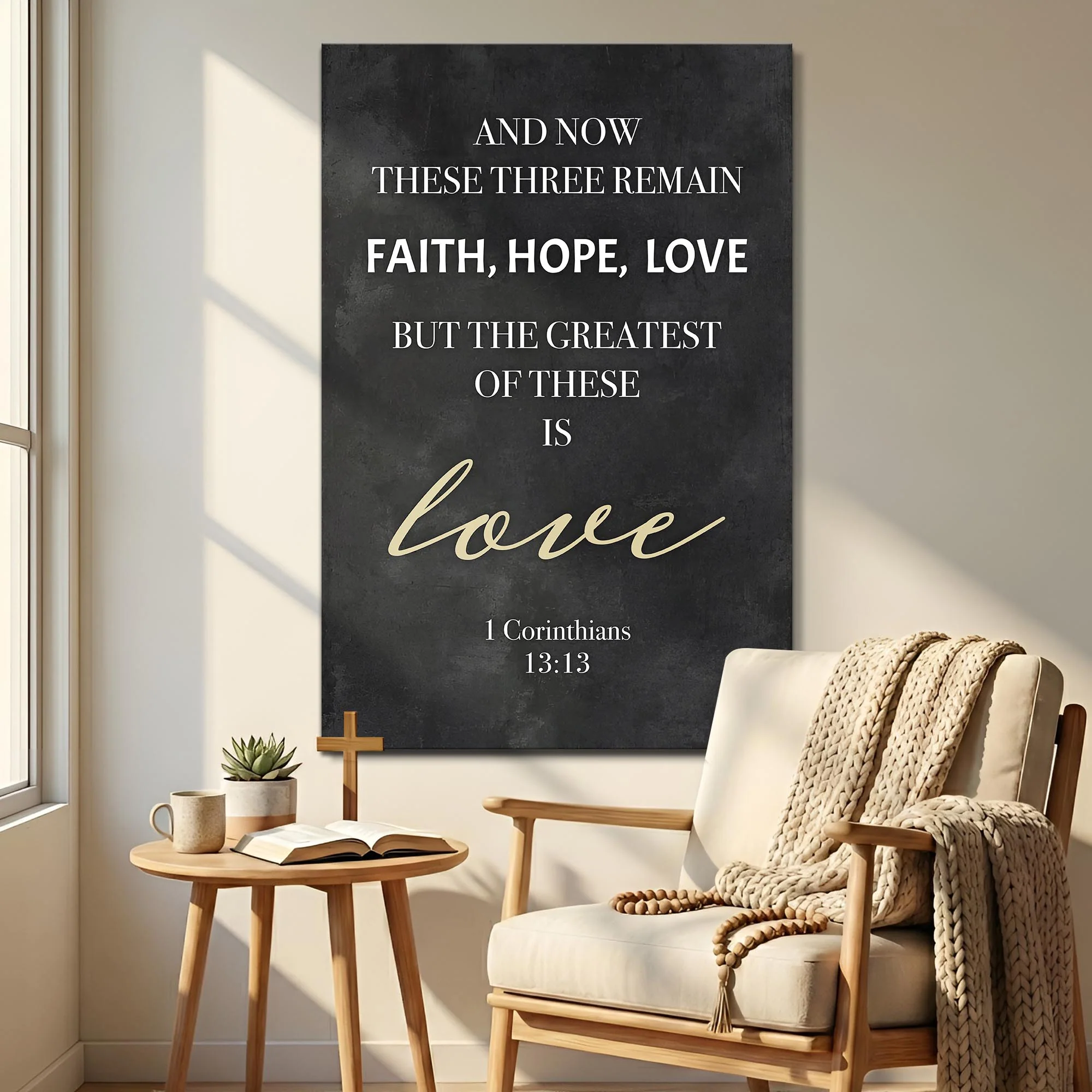 Faith, Hope, Love – 1 Corinthians 13:13 Wall Sign IV - Image 4