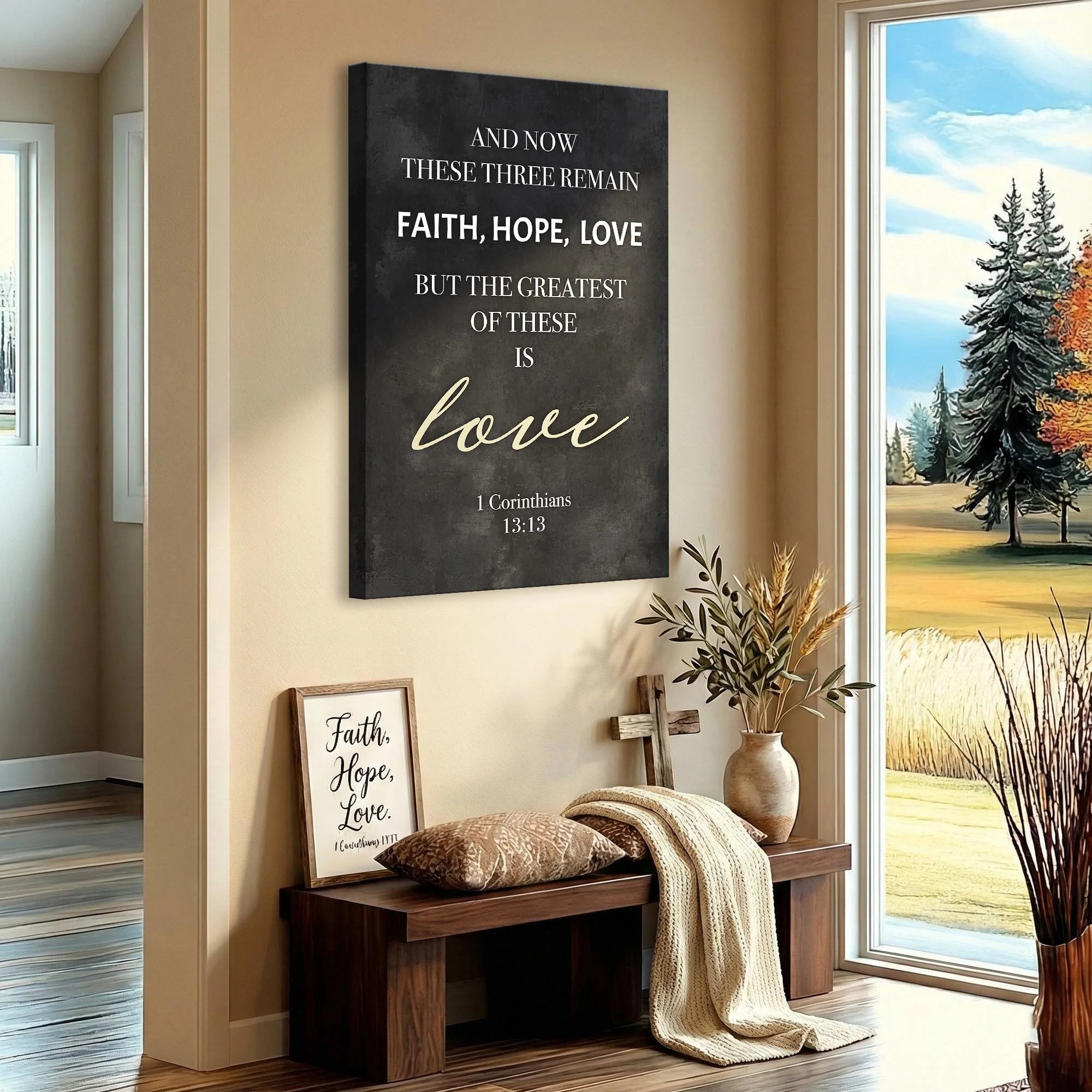 Faith, Hope, Love – 1 Corinthians 13:13 Wall Sign IV - Image 5