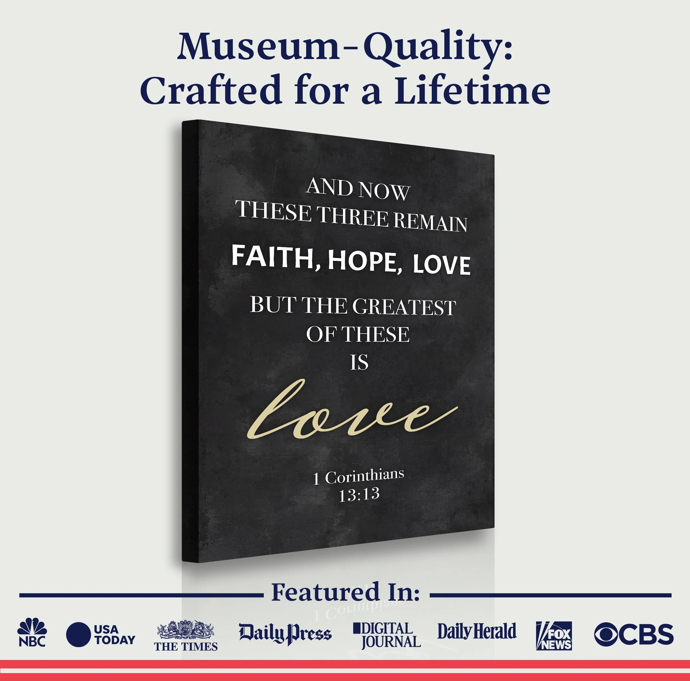 Faith, Hope, Love – 1 Corinthians 13:13 Wall Sign IV - Image 6