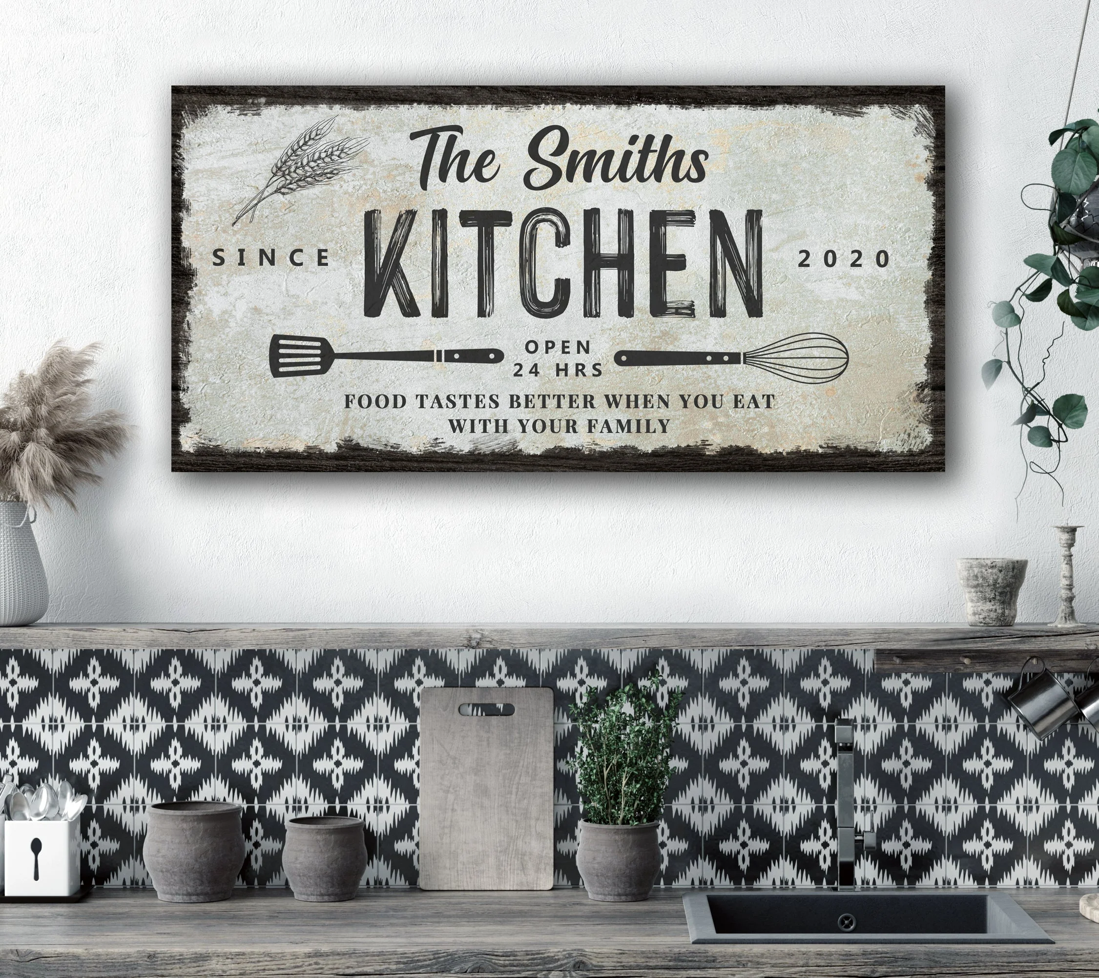 Family Kitchen (Whisk and Spatulla) - Personalized Family Huge Canvas - Image 2