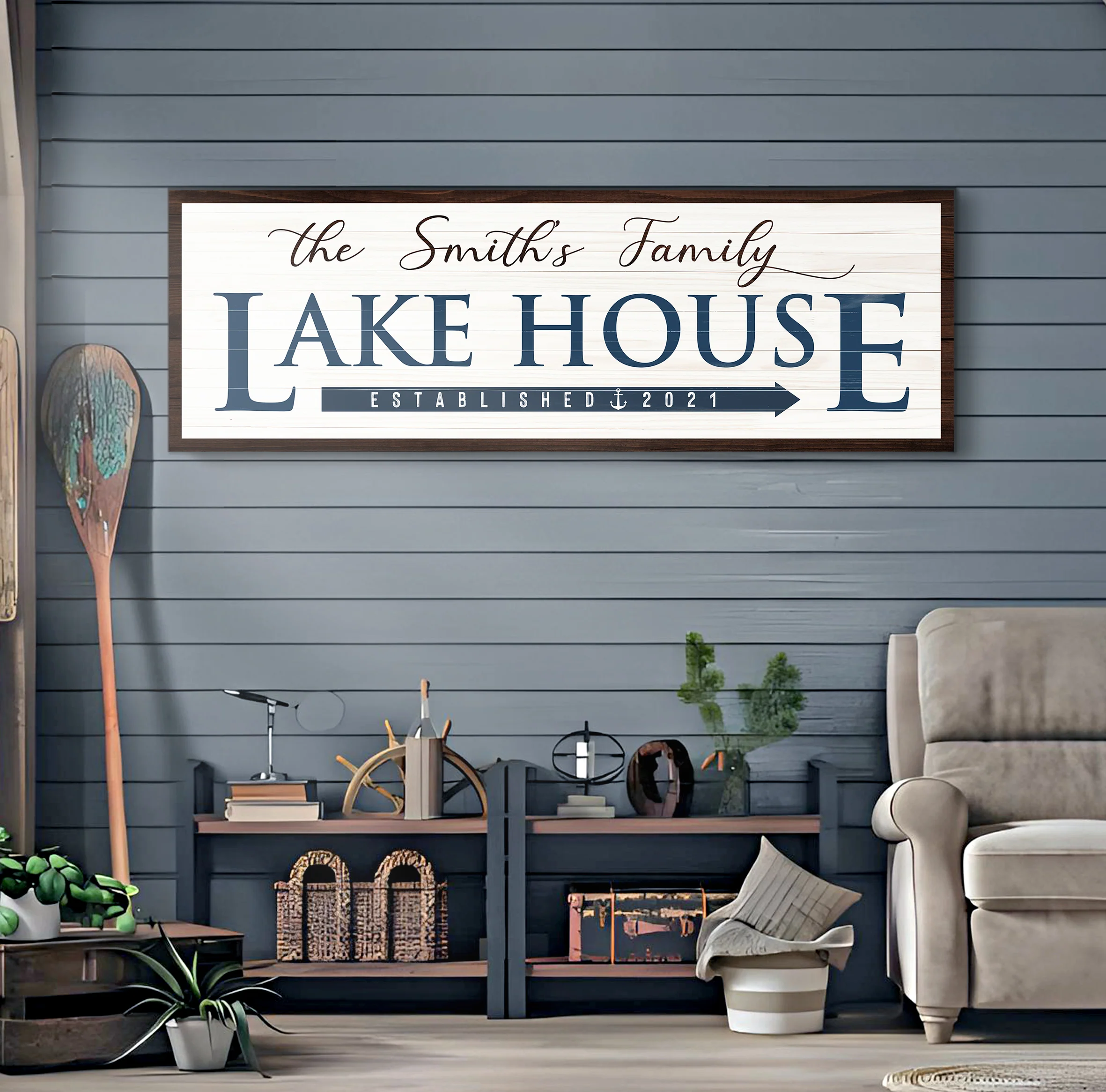 Family Lake House Arrow Sign III - Image 2