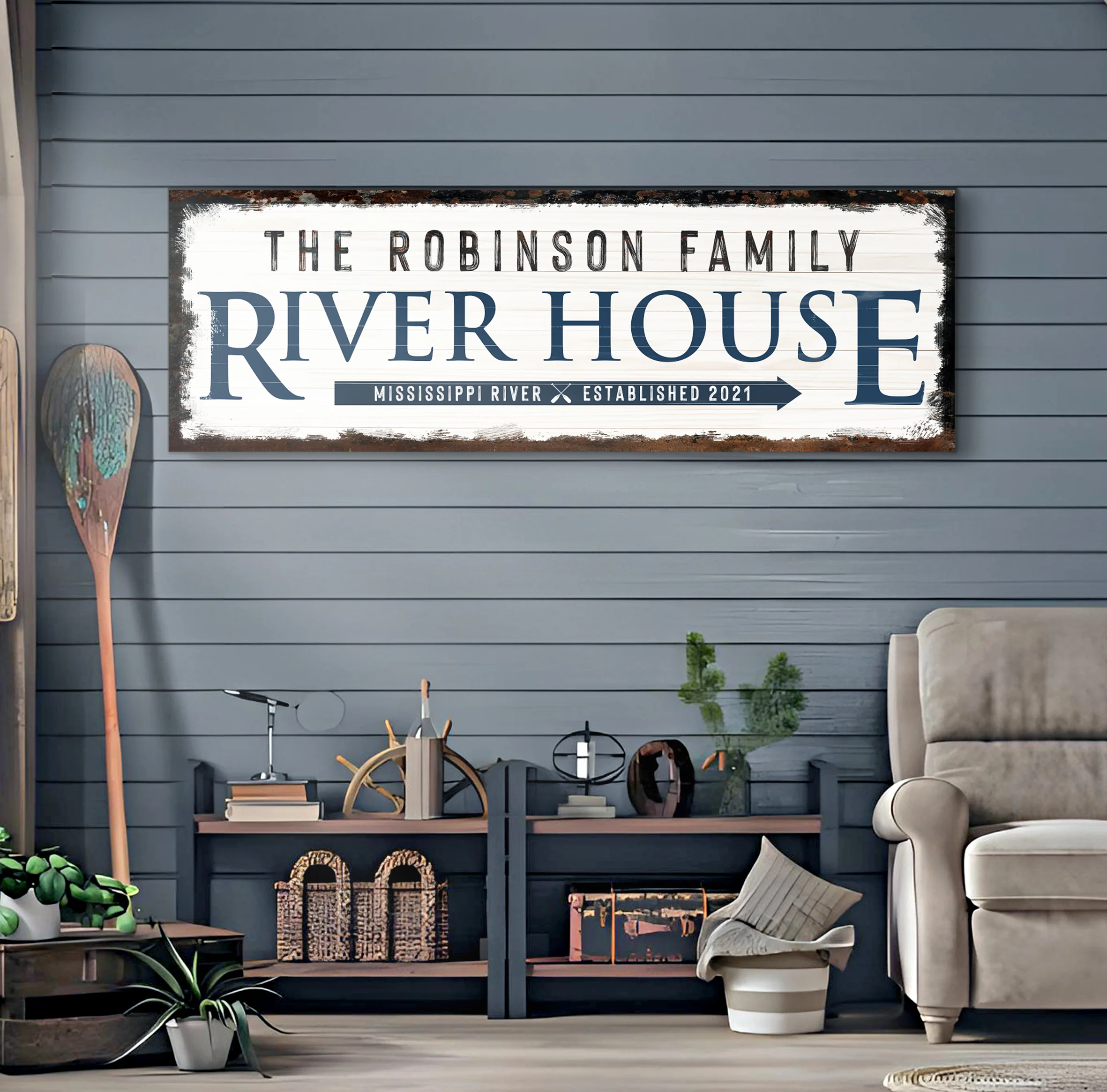 Family River House Arrow Sign - Image 2