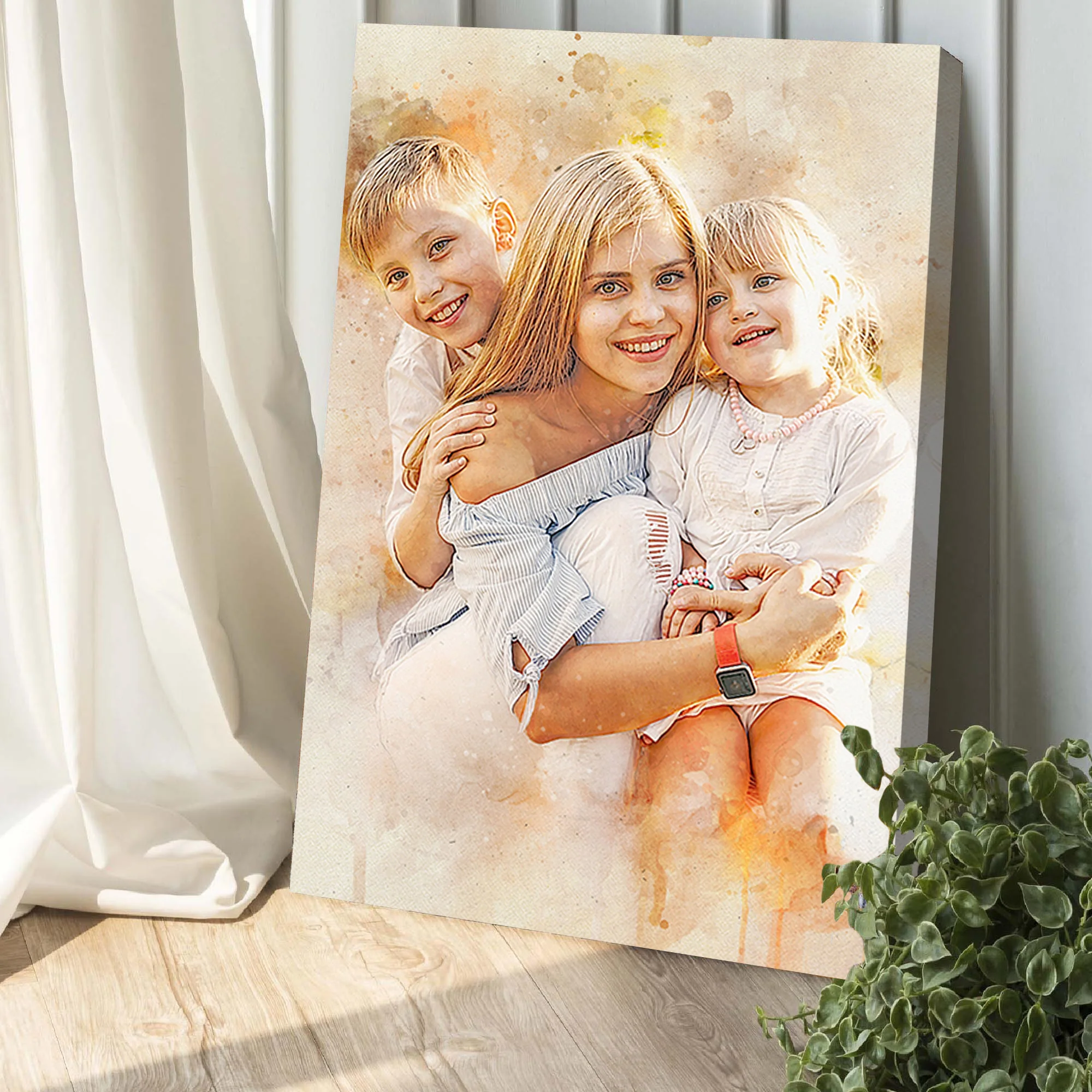 Family Watercolor Portrait Custom Wall Art - Image 6