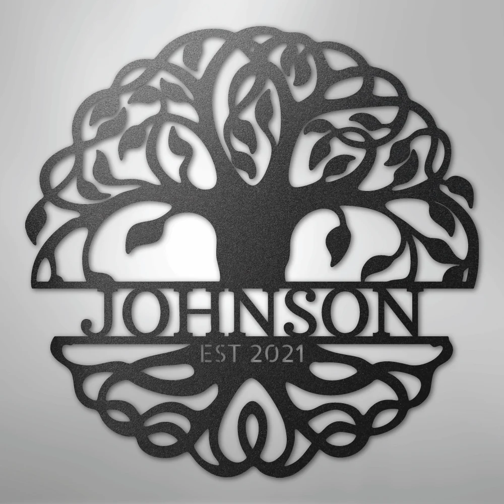 Fancy Tree of Life Monogram - Steel Sign