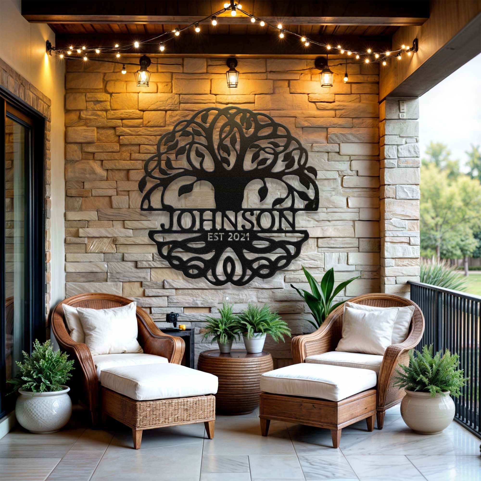 Fancy Tree of Life Monogram - Steel Sign - Image 3