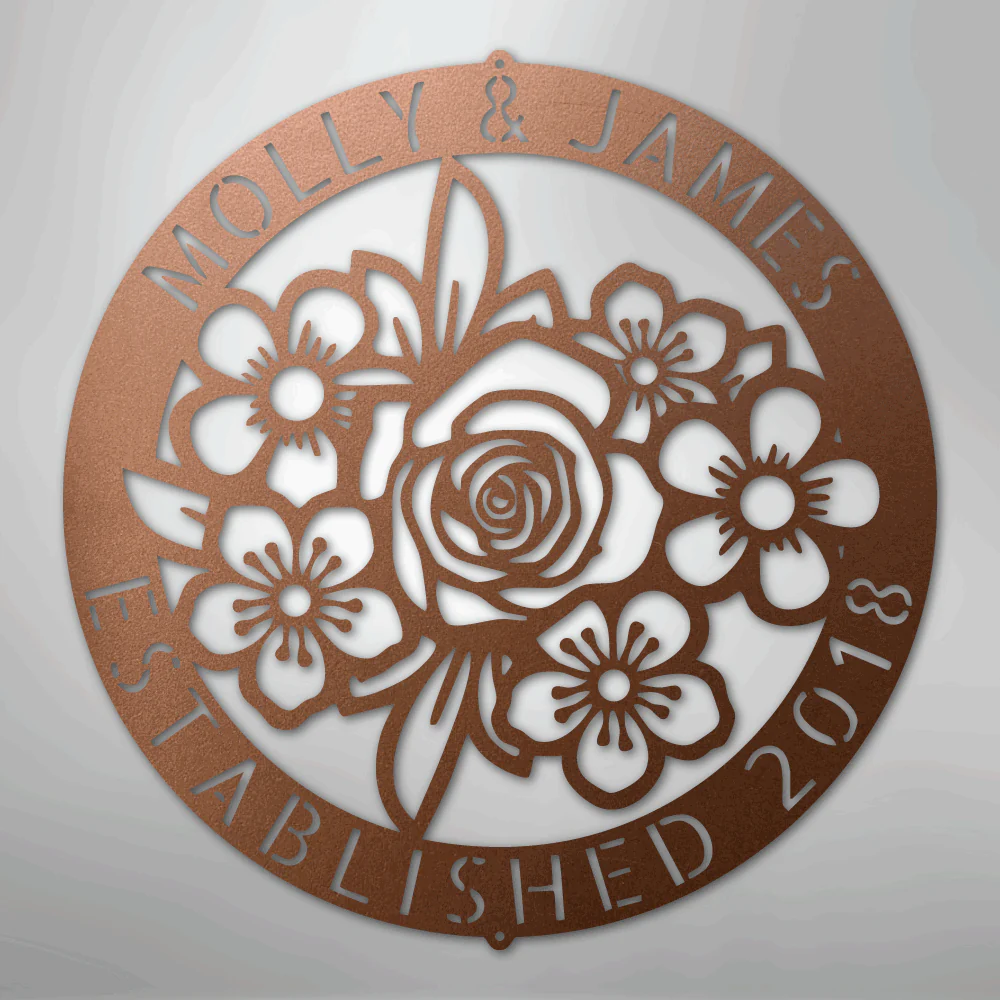 Floral Ring Monogram - Steel Sign - Image 6