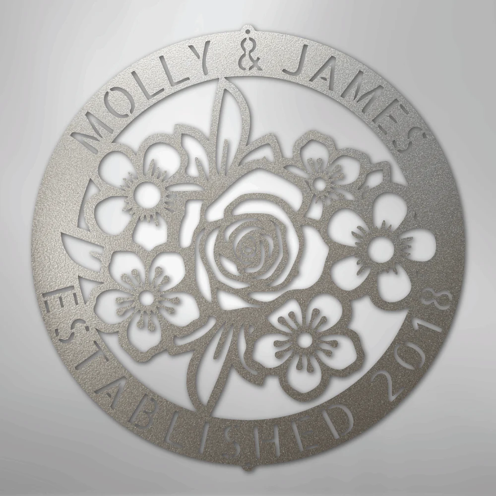 Floral Ring Monogram - Steel Sign - Image 8