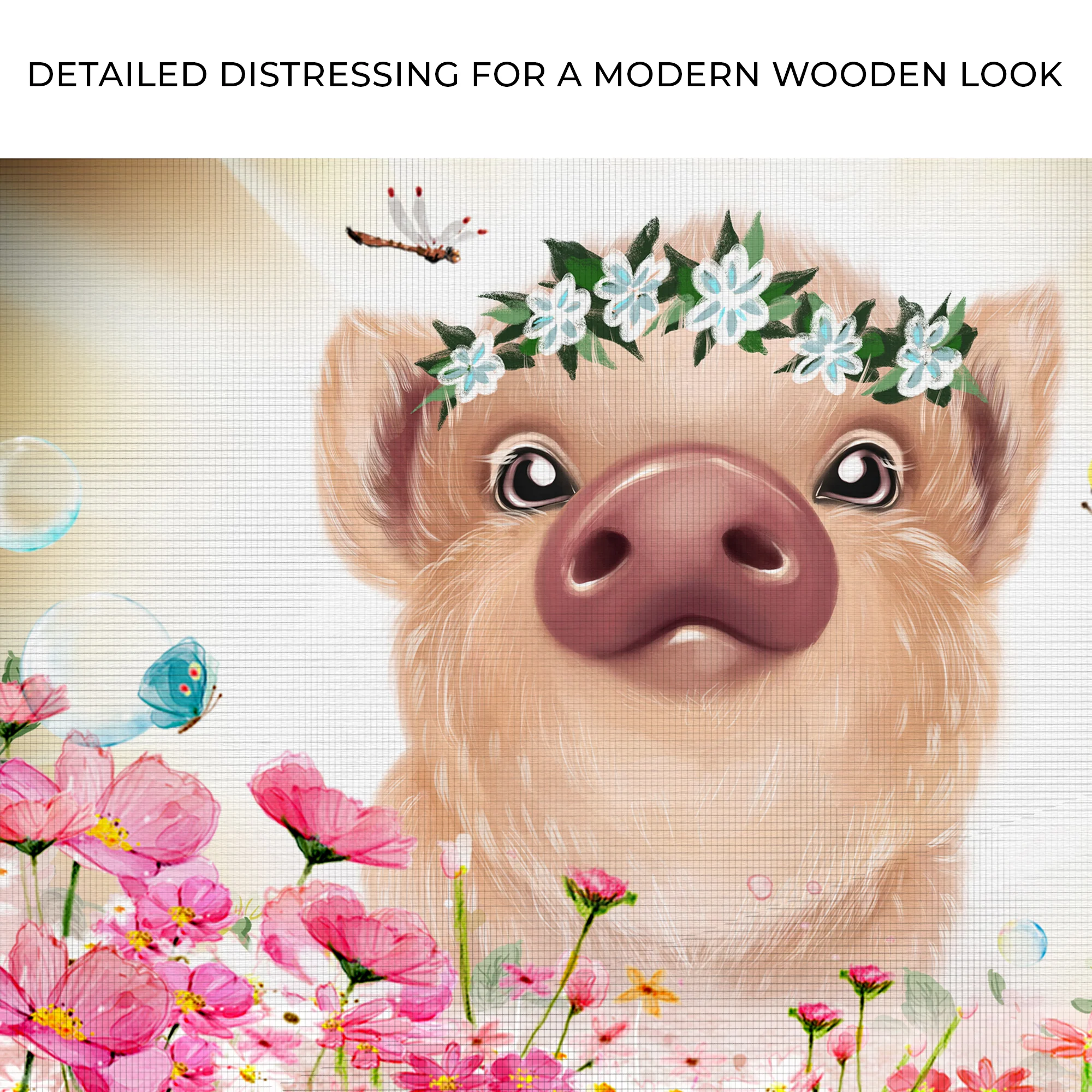 Flower Crown Pig Canvas Wall Art - Image 4