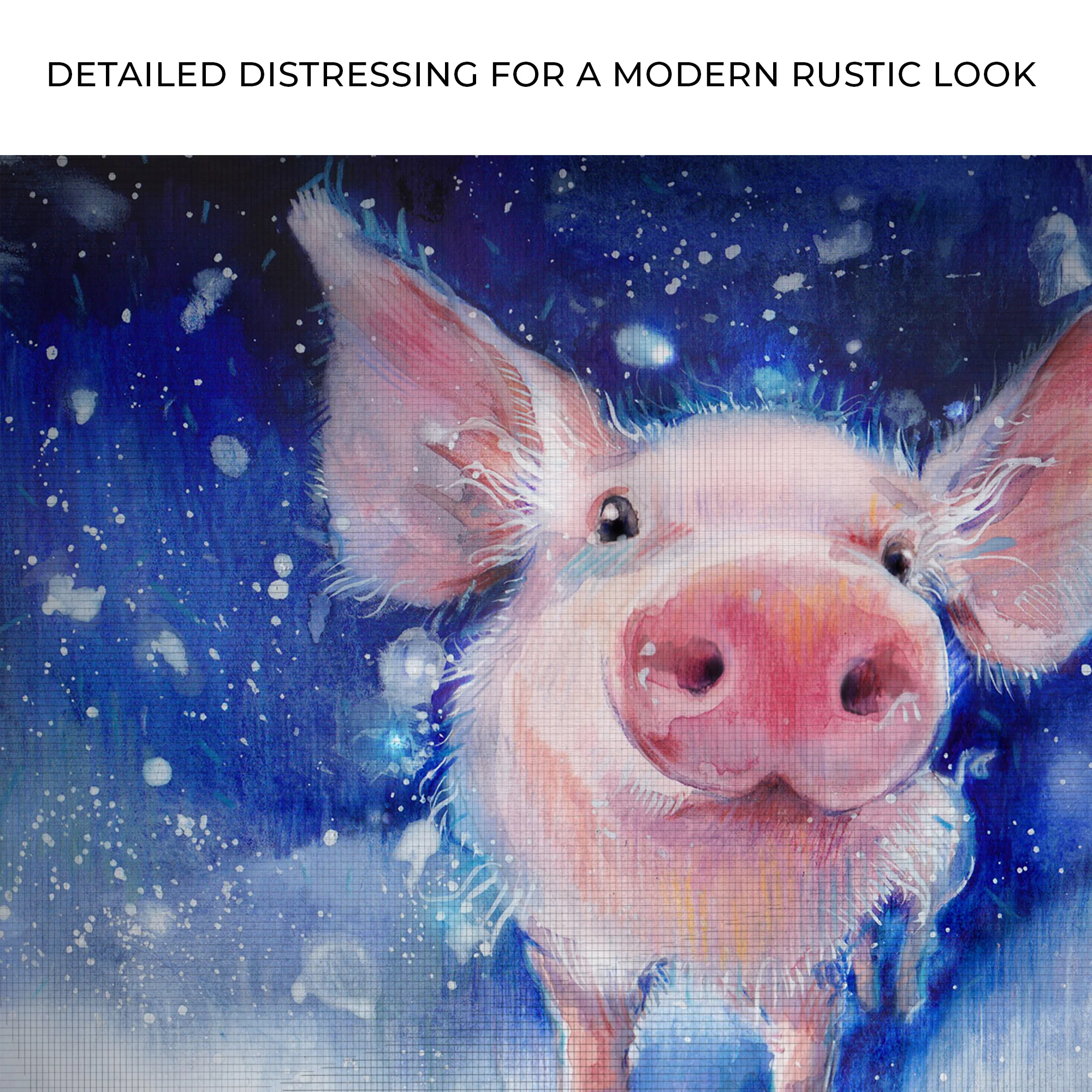 Fluffy Pig Watercolor Canvas Wall Art - Image 4