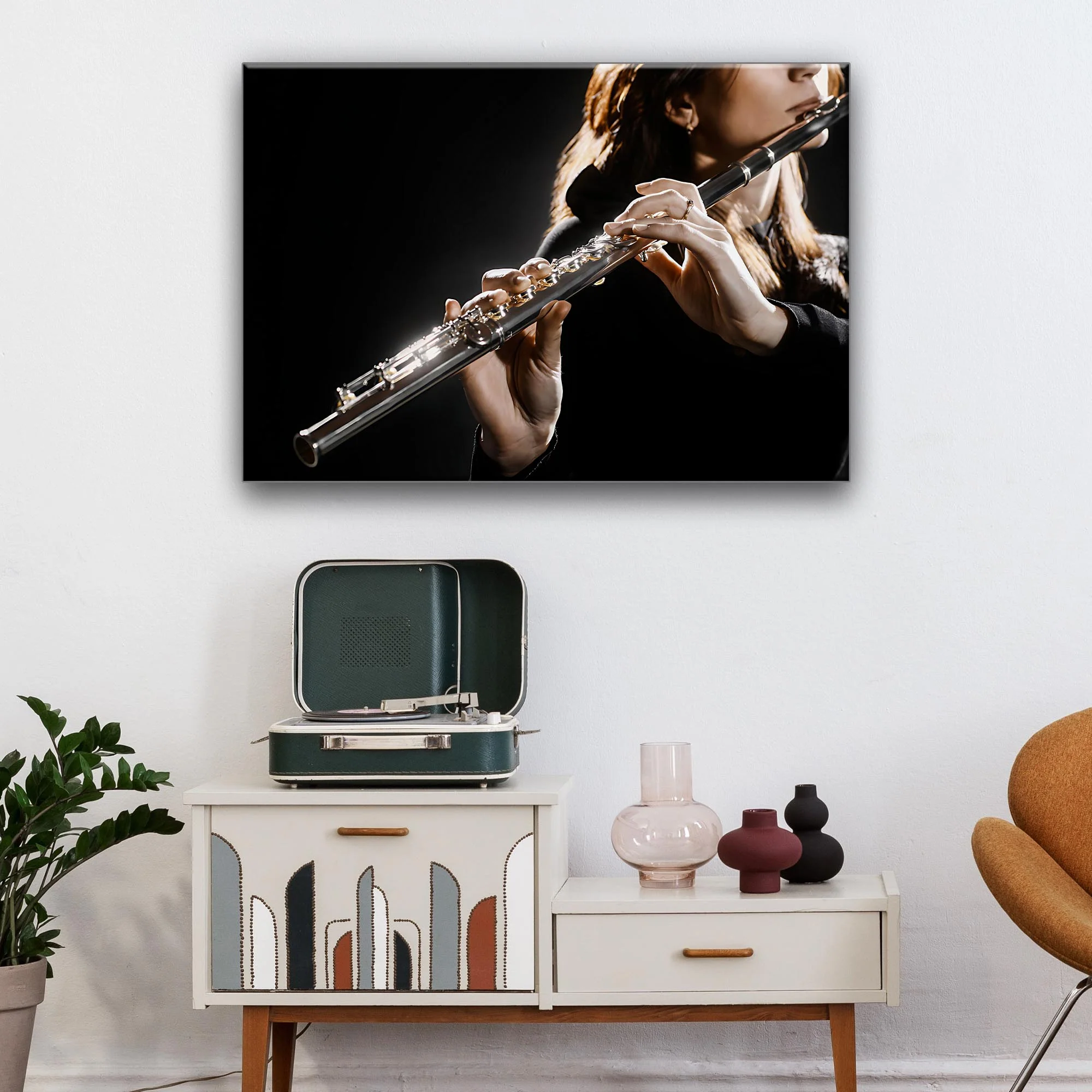 Flute Playing Canvas Wall Art - Image 3