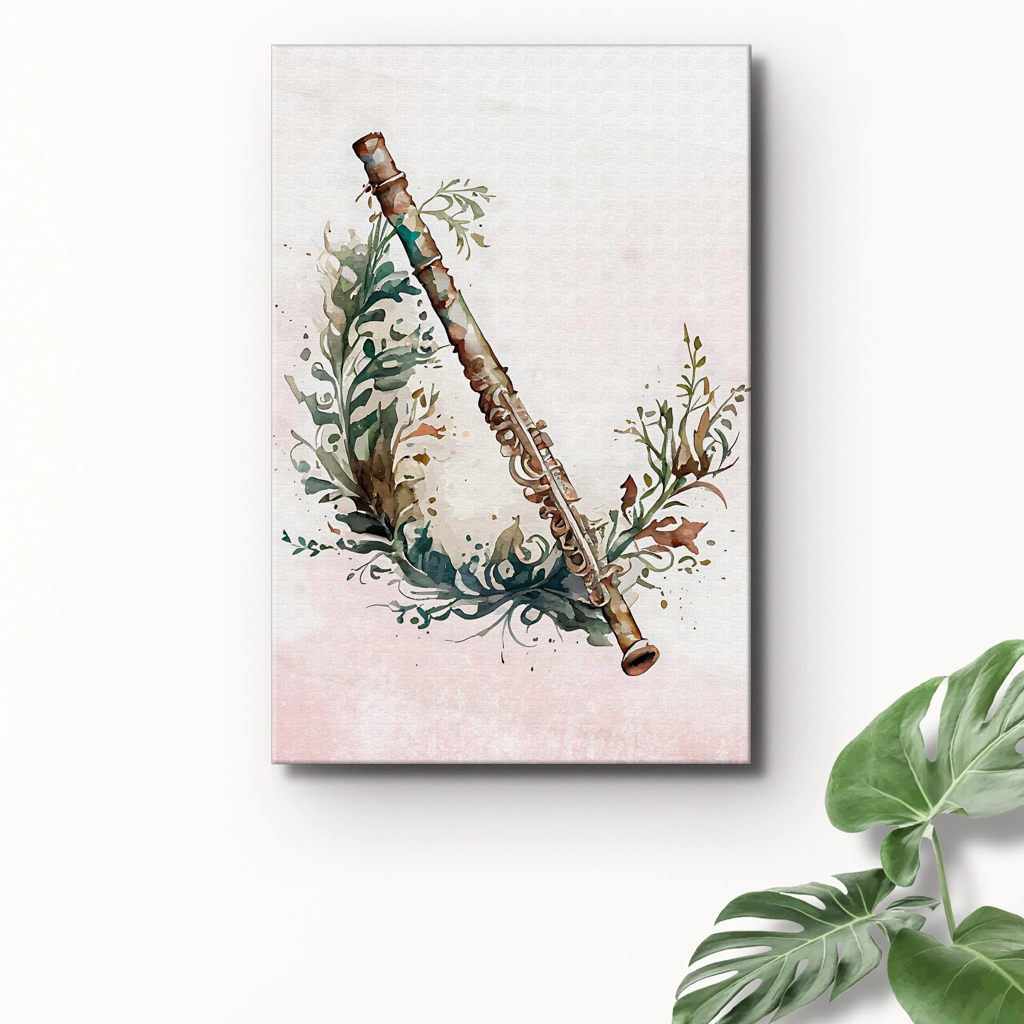 Flute Watercolor Canvas Wall Art - Image 2