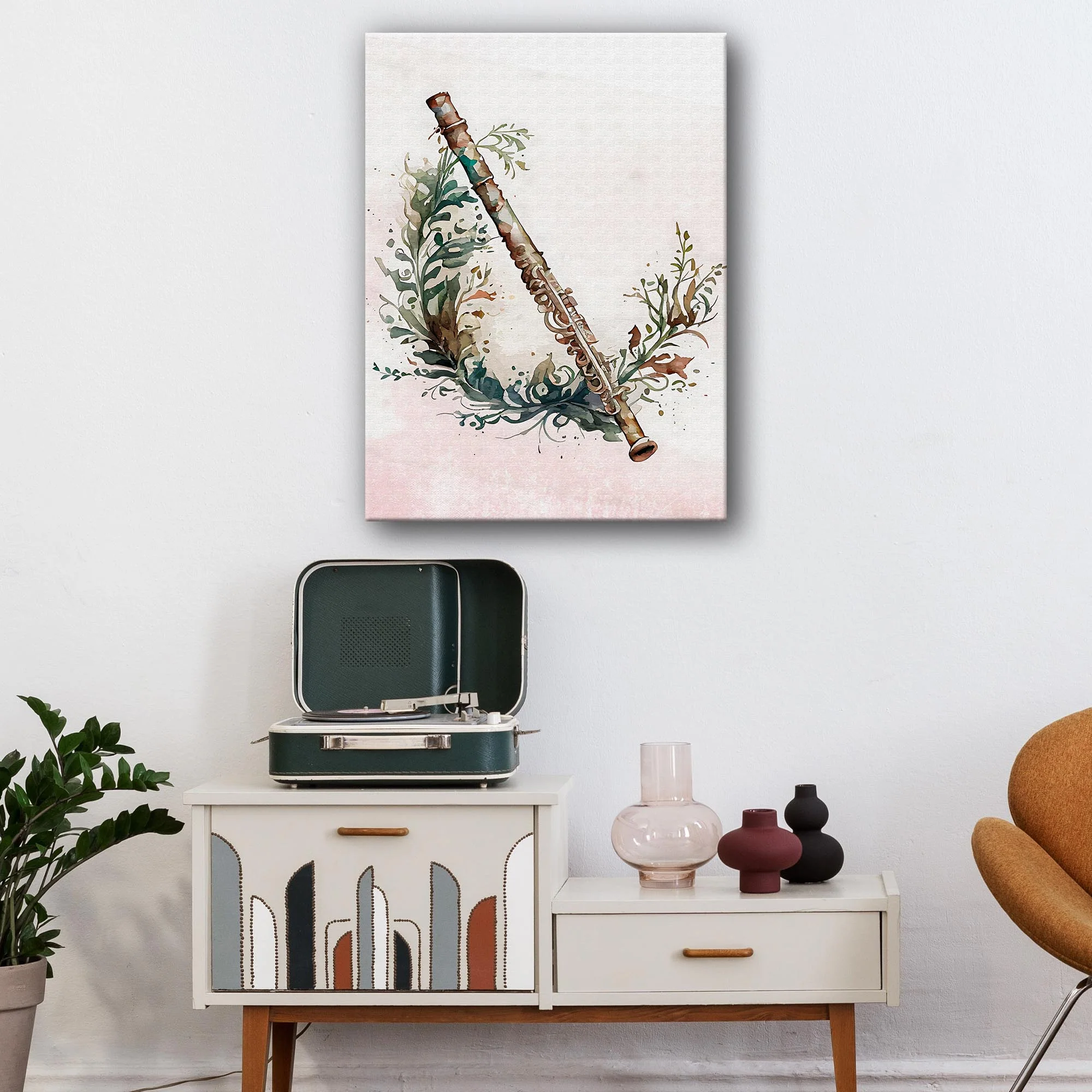 Flute Watercolor Canvas Wall Art - Image 3