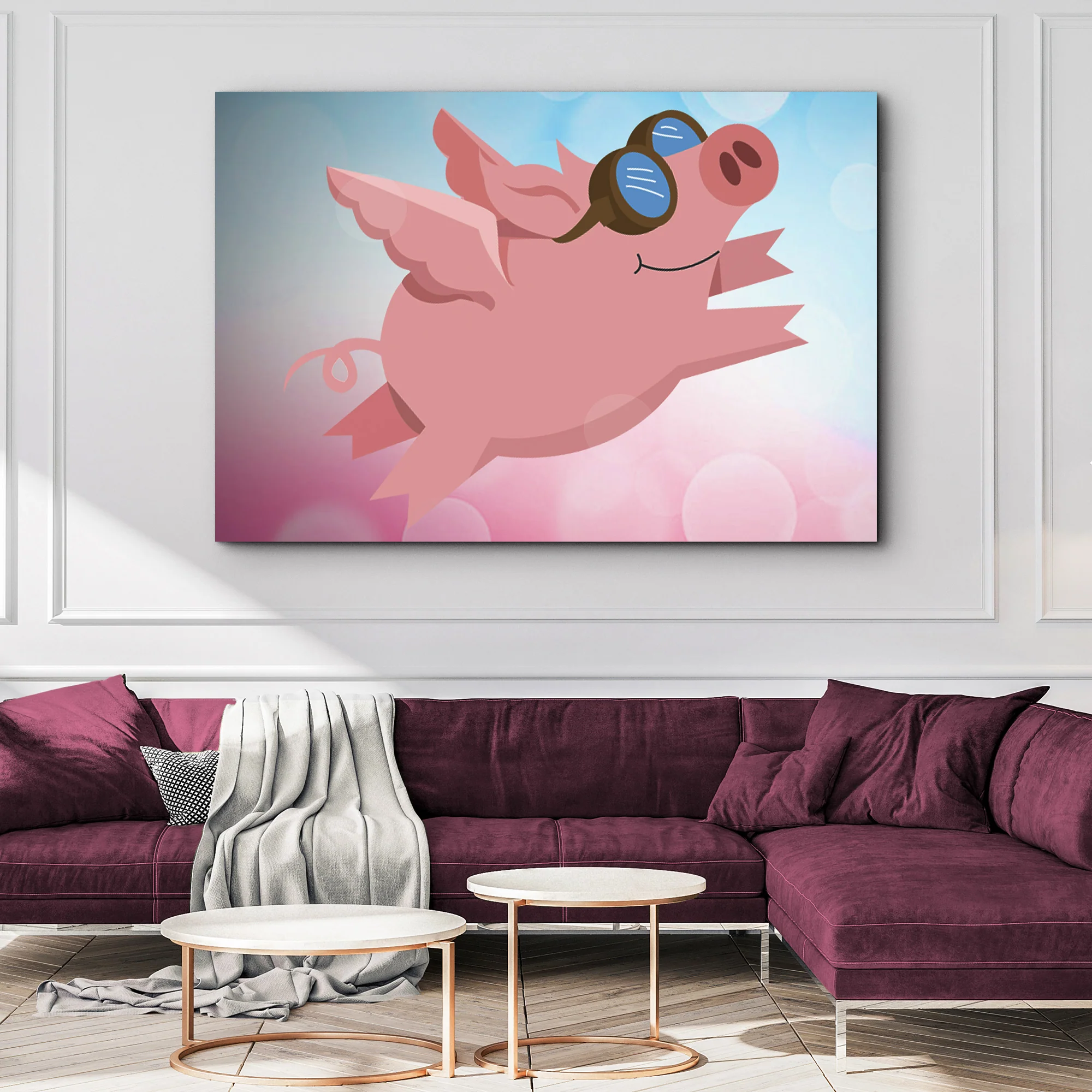 Flying Pig Cartoon Canvas Wall Art (Free Shipping) - Image 3