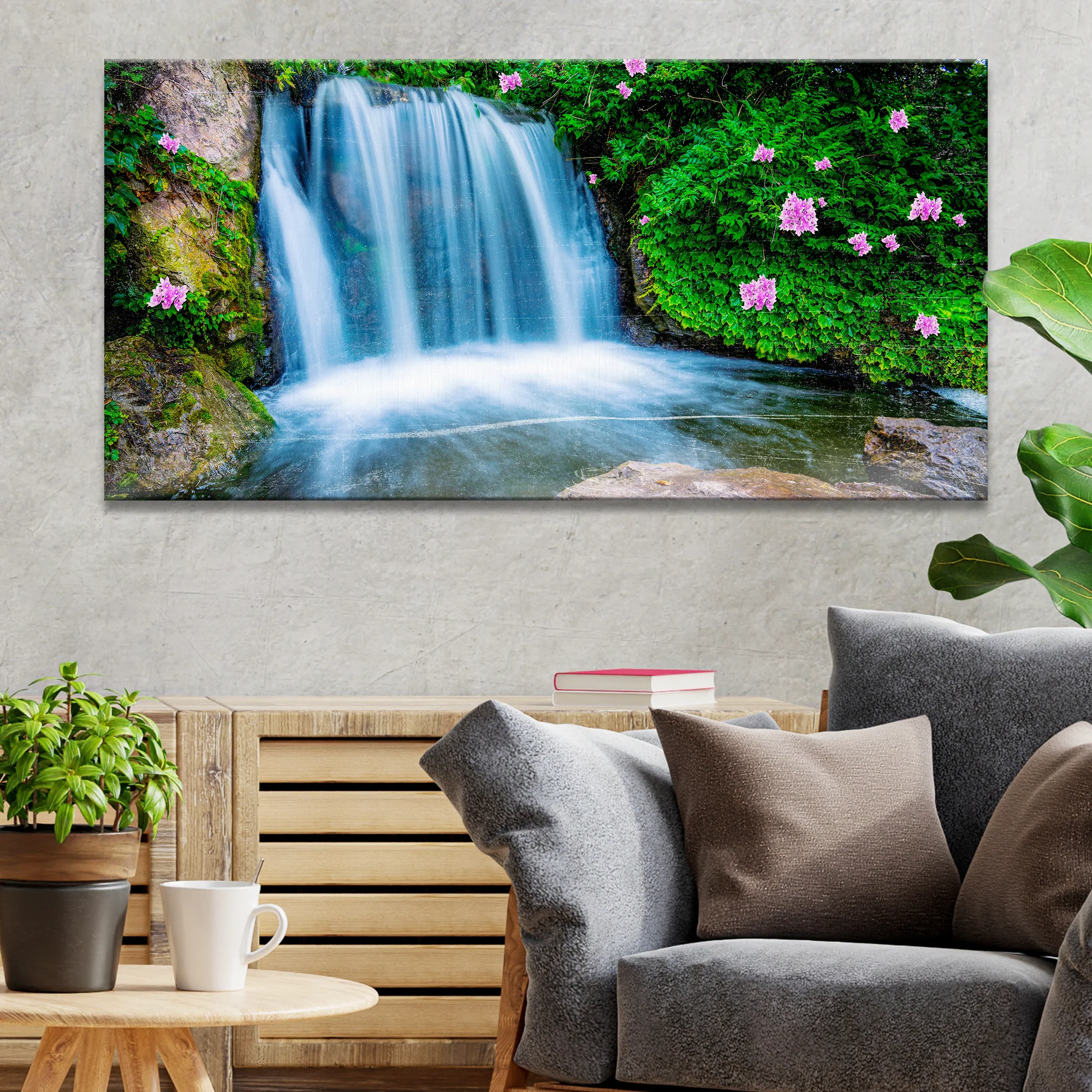Forest Pond Waterfall Canvas Wall Art - Image 3