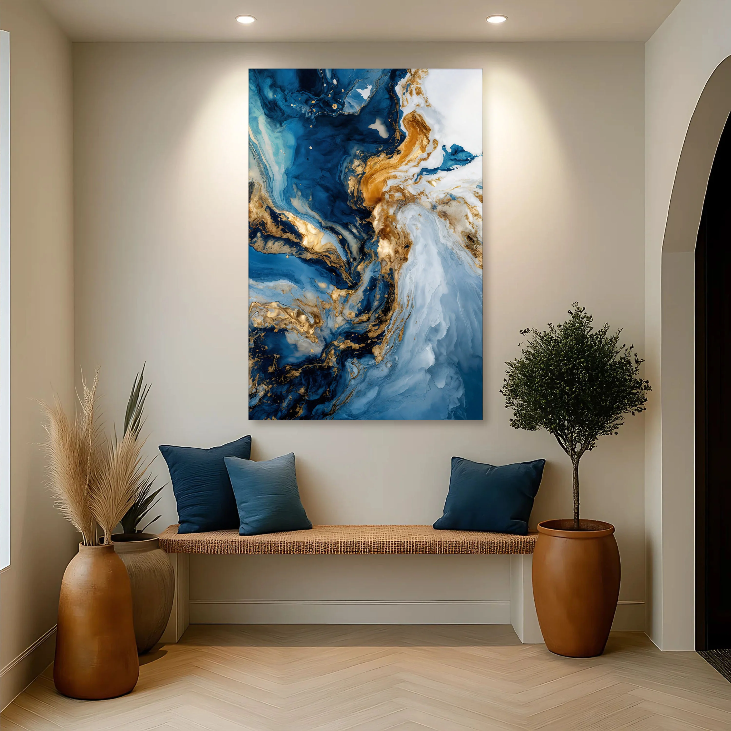 Geode Gold And Blue Marble Wall Art - Image 5