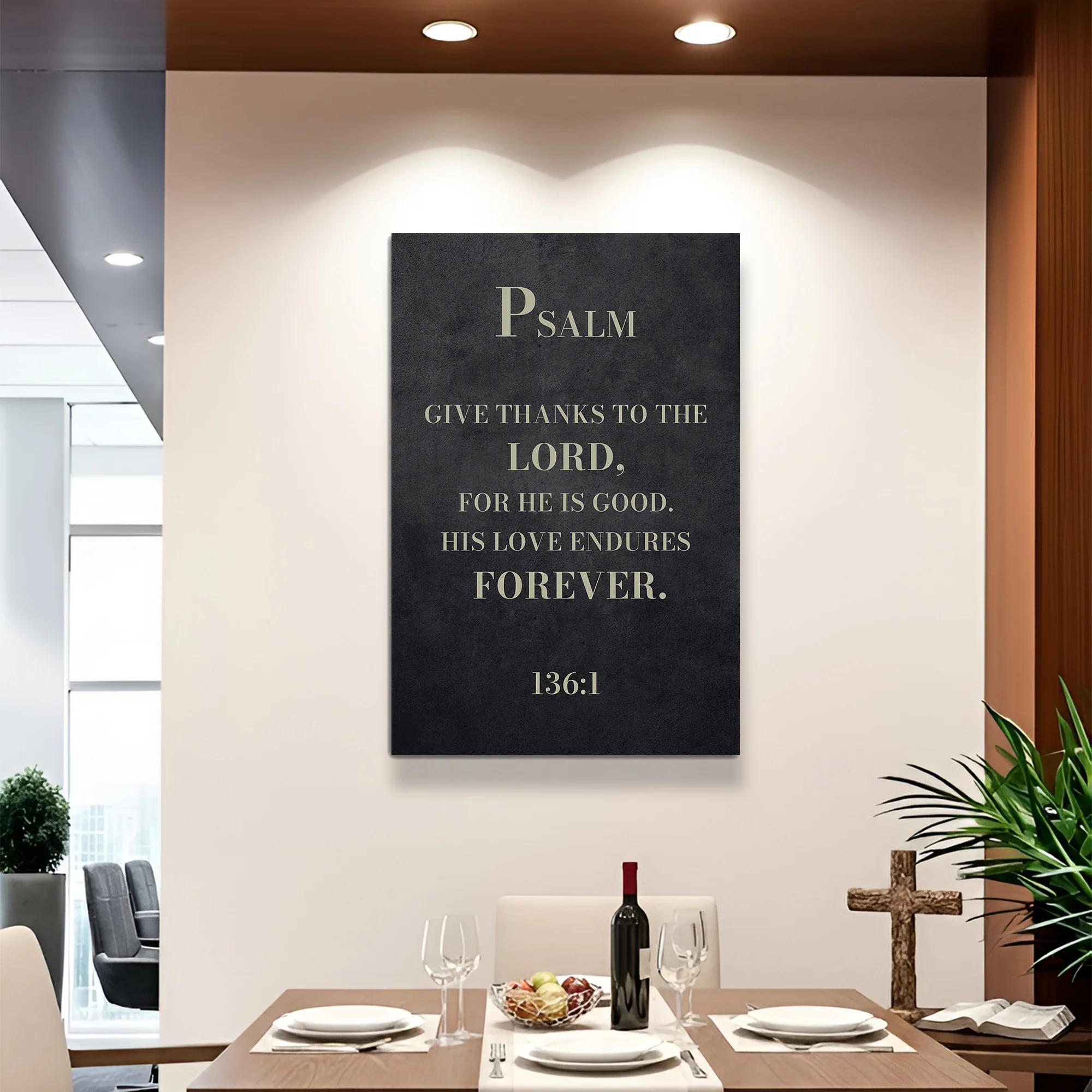 Give Thanks - Psalm 136:1 Wall Sign