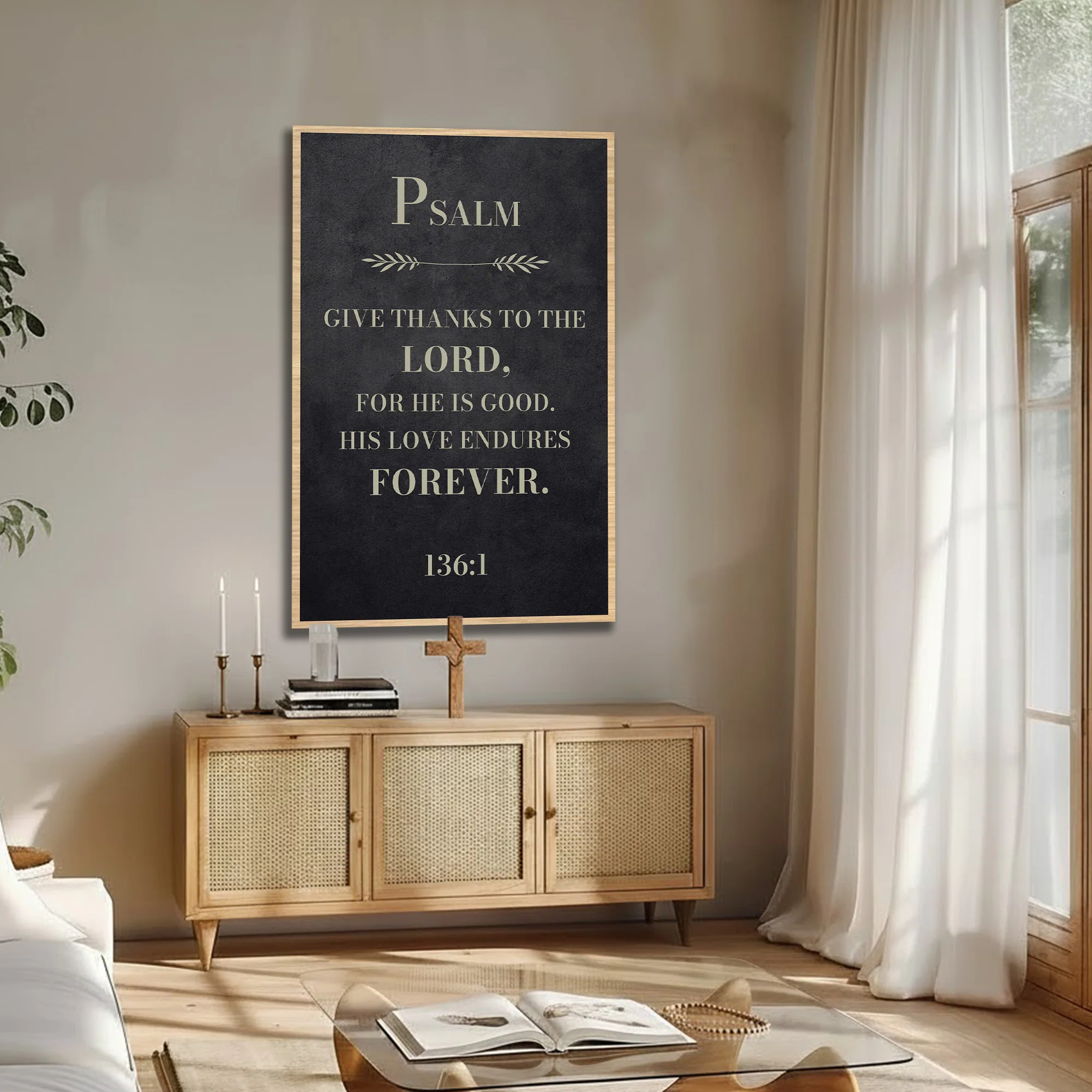 Give Thanks - Psalm 136:1 Wall Sign - Image 3