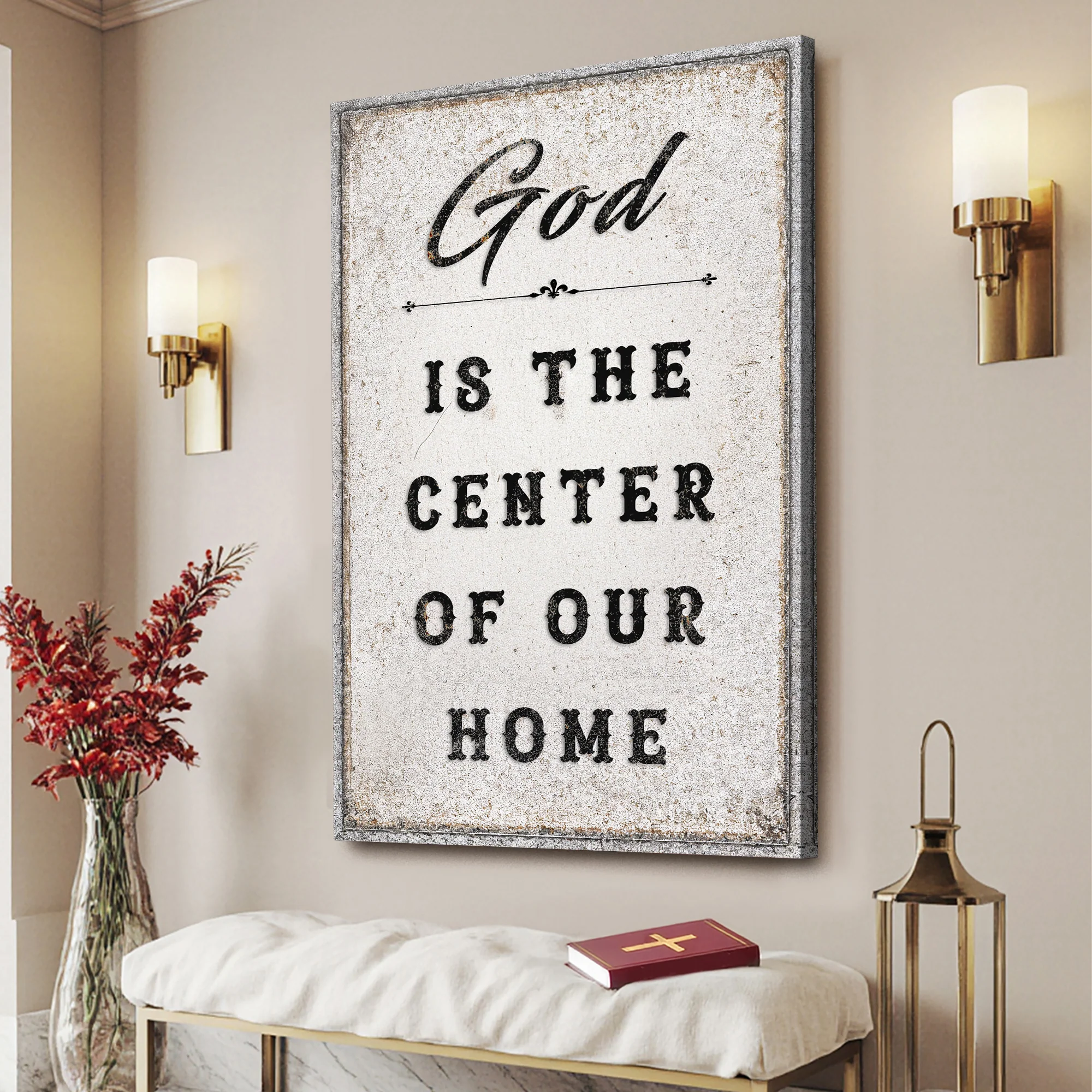 God Is The Center Of Our Home Faith Wall Art - Image 2