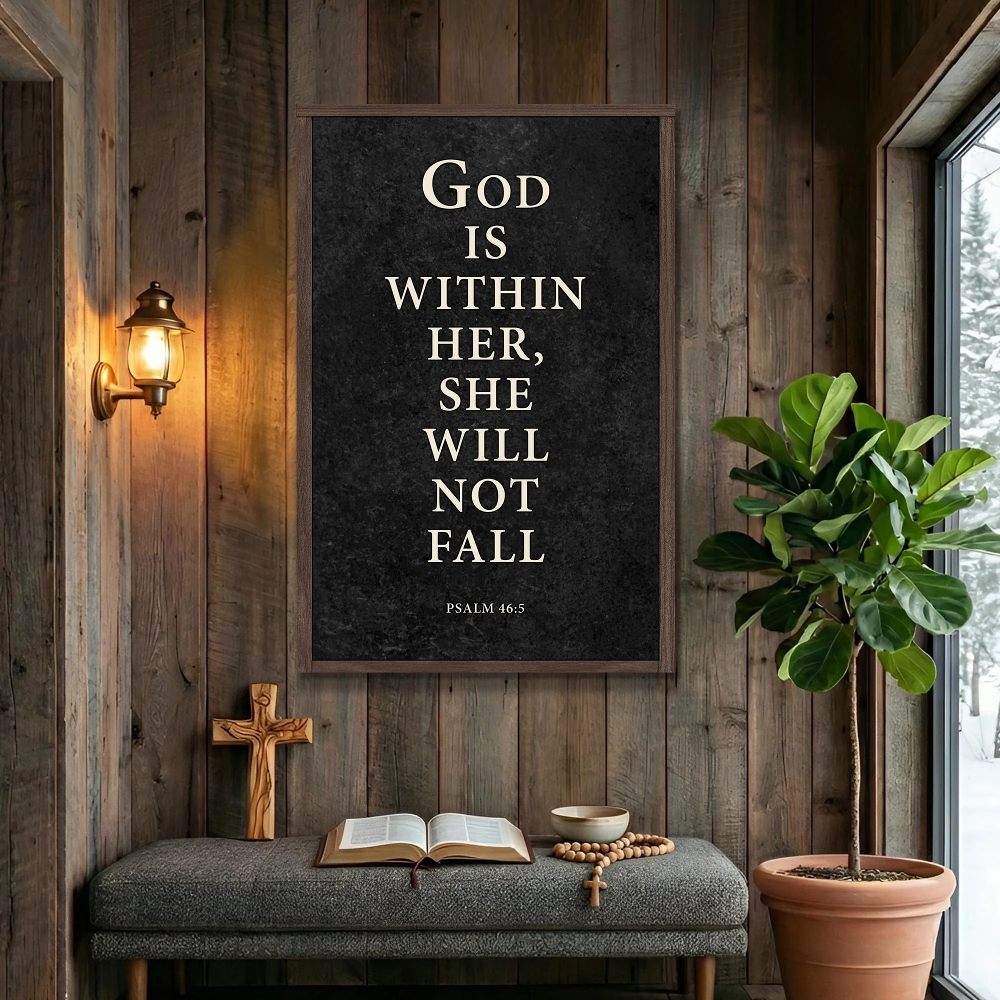 God Is Within Her She Will Not Fall Psalm 46:5 Faith Sign VIII - Image 2