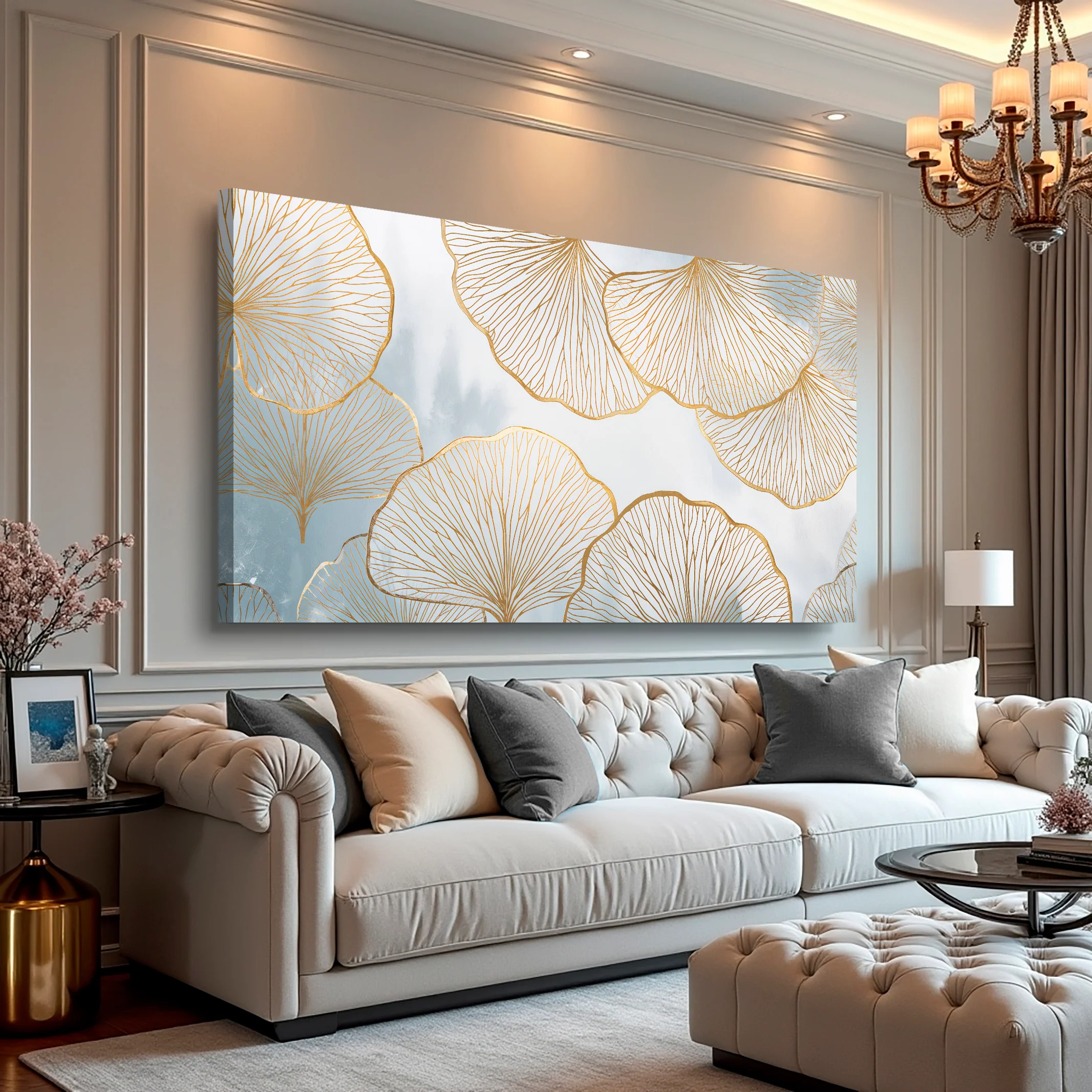 Gold Ginkgo Leaf Silhoutte Wall Art - Image 2