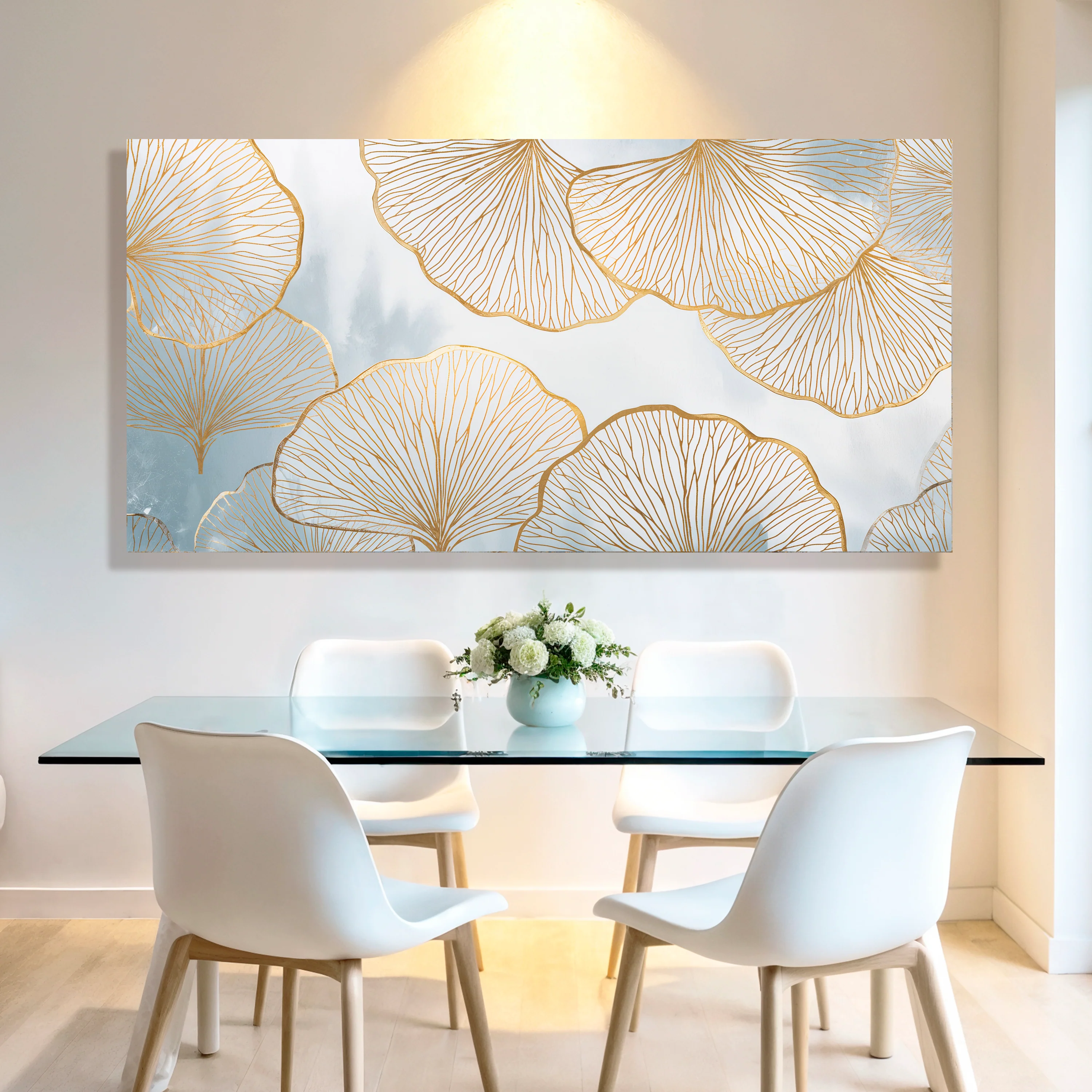 Gold Ginkgo Leaf Silhoutte Wall Art - Image 3