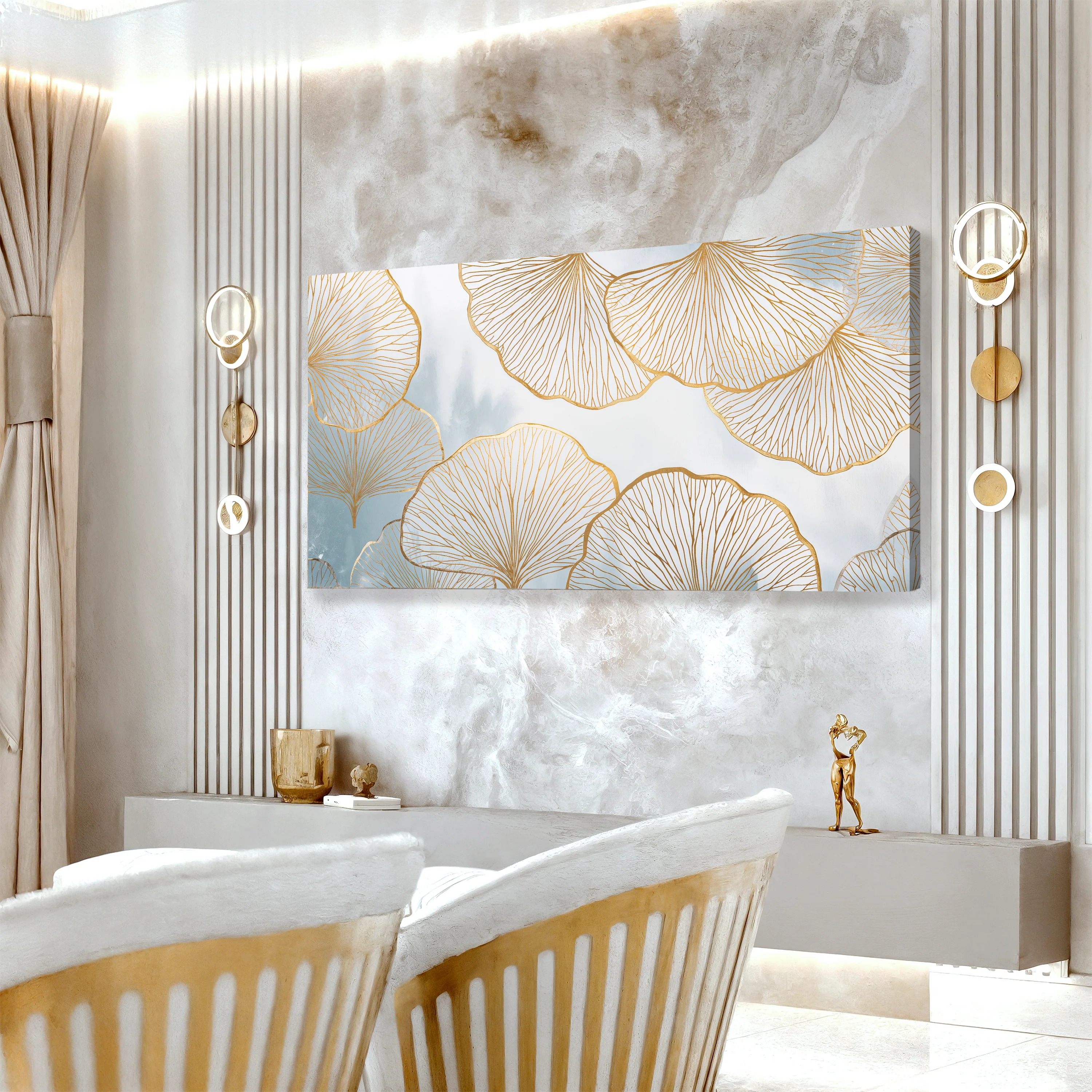 Gold Ginkgo Leaf Silhoutte Wall Art - Image 4