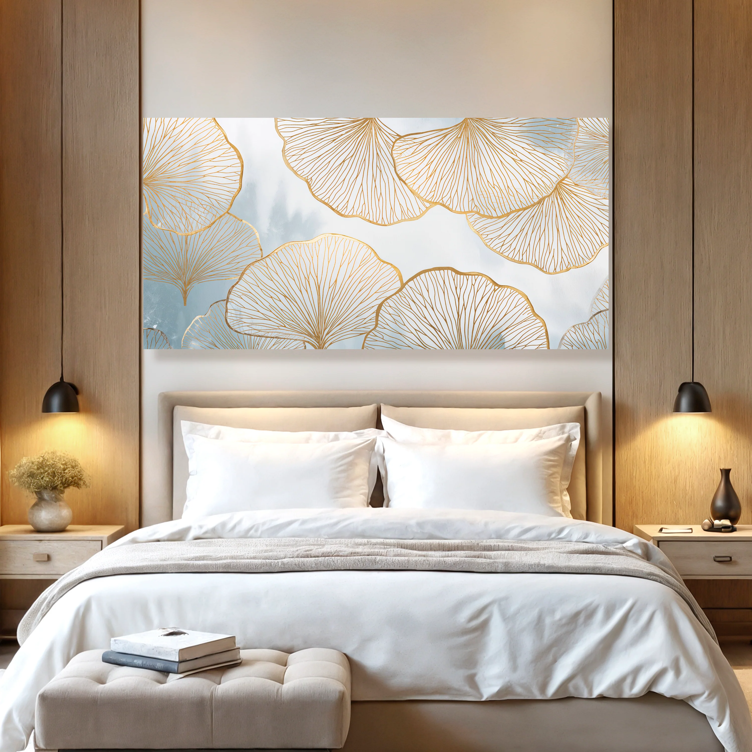 Gold Ginkgo Leaf Silhoutte Wall Art - Image 5