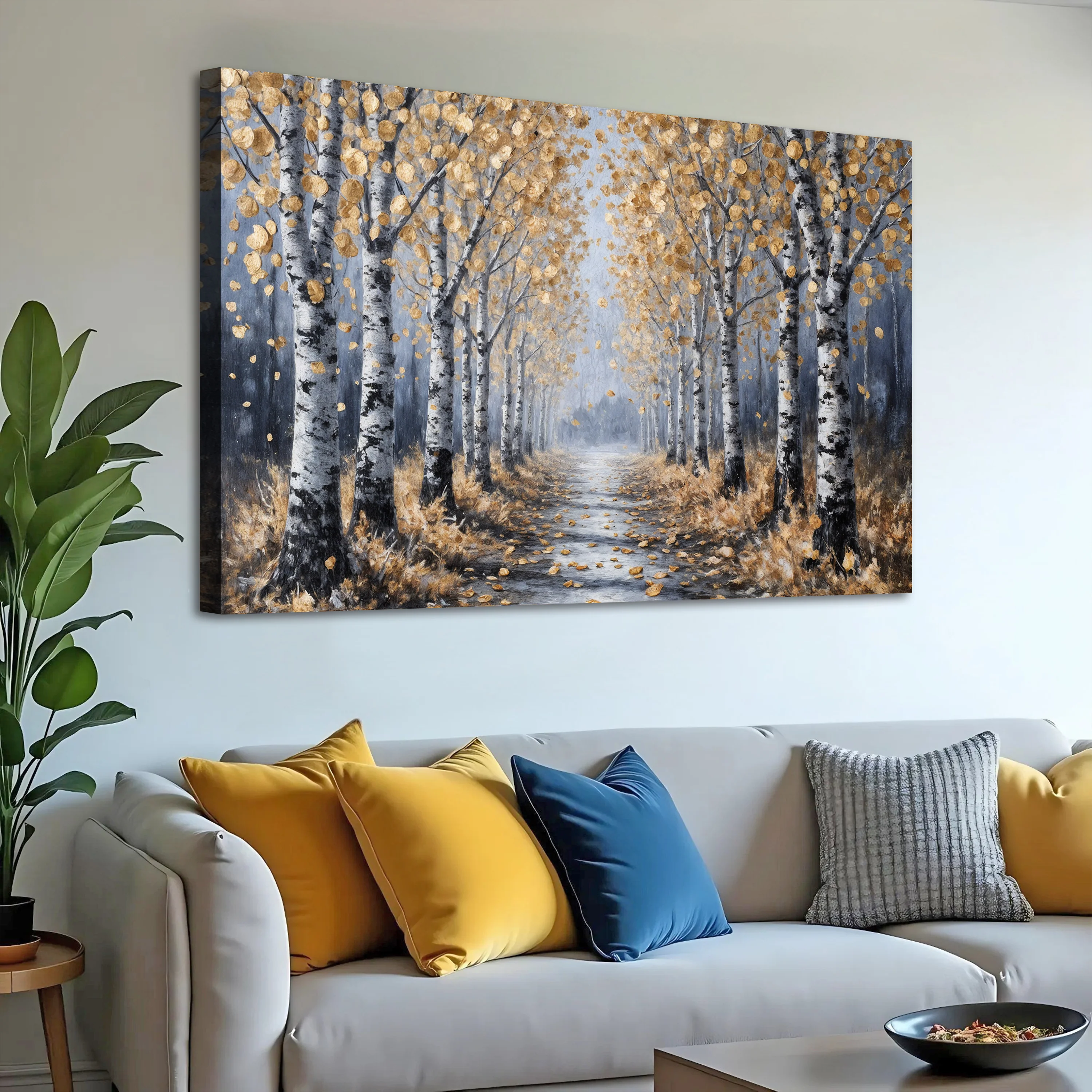 Golden Autumn Forest Path Wall Art - Image 2