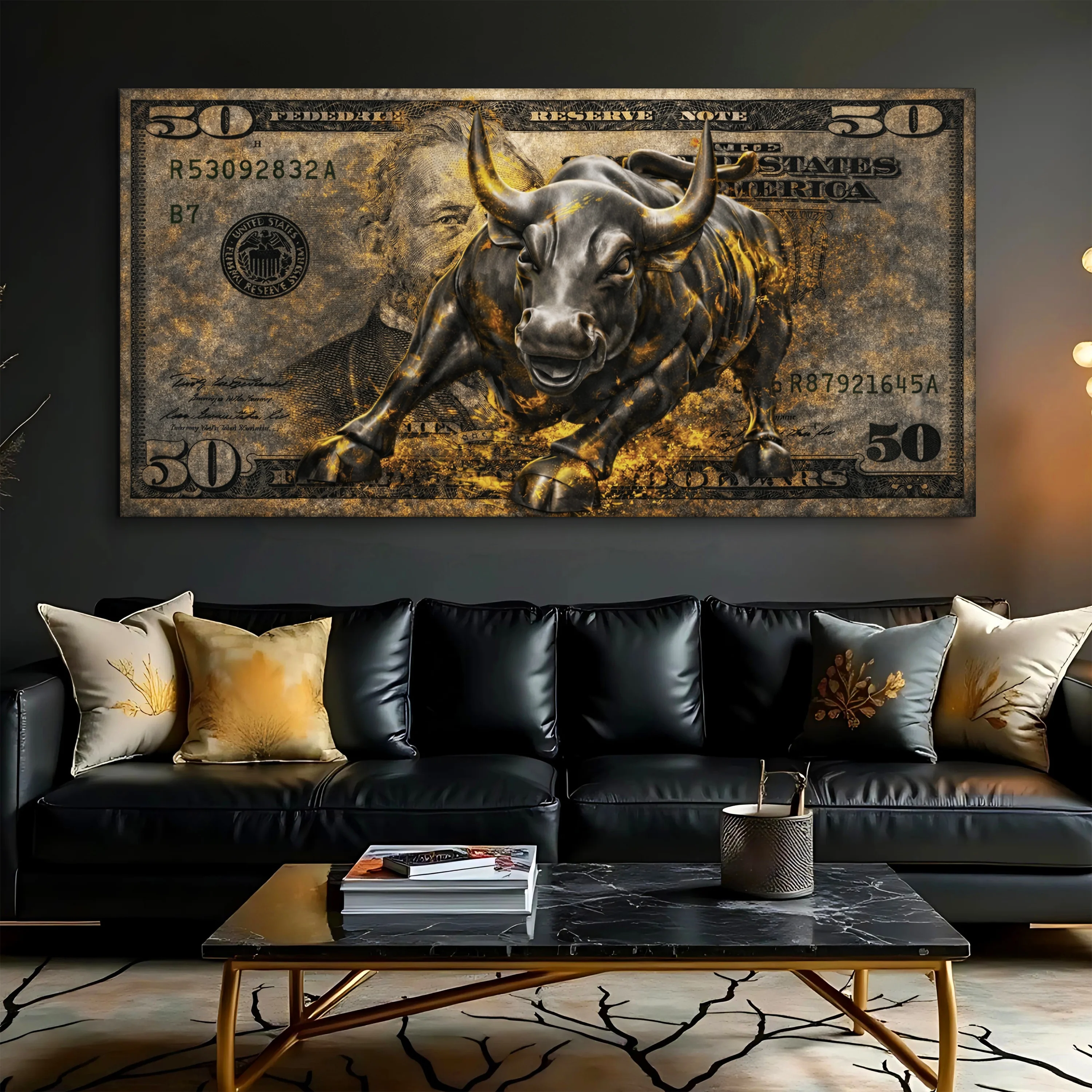 Golden Black Bull Wall Sign - Image 2