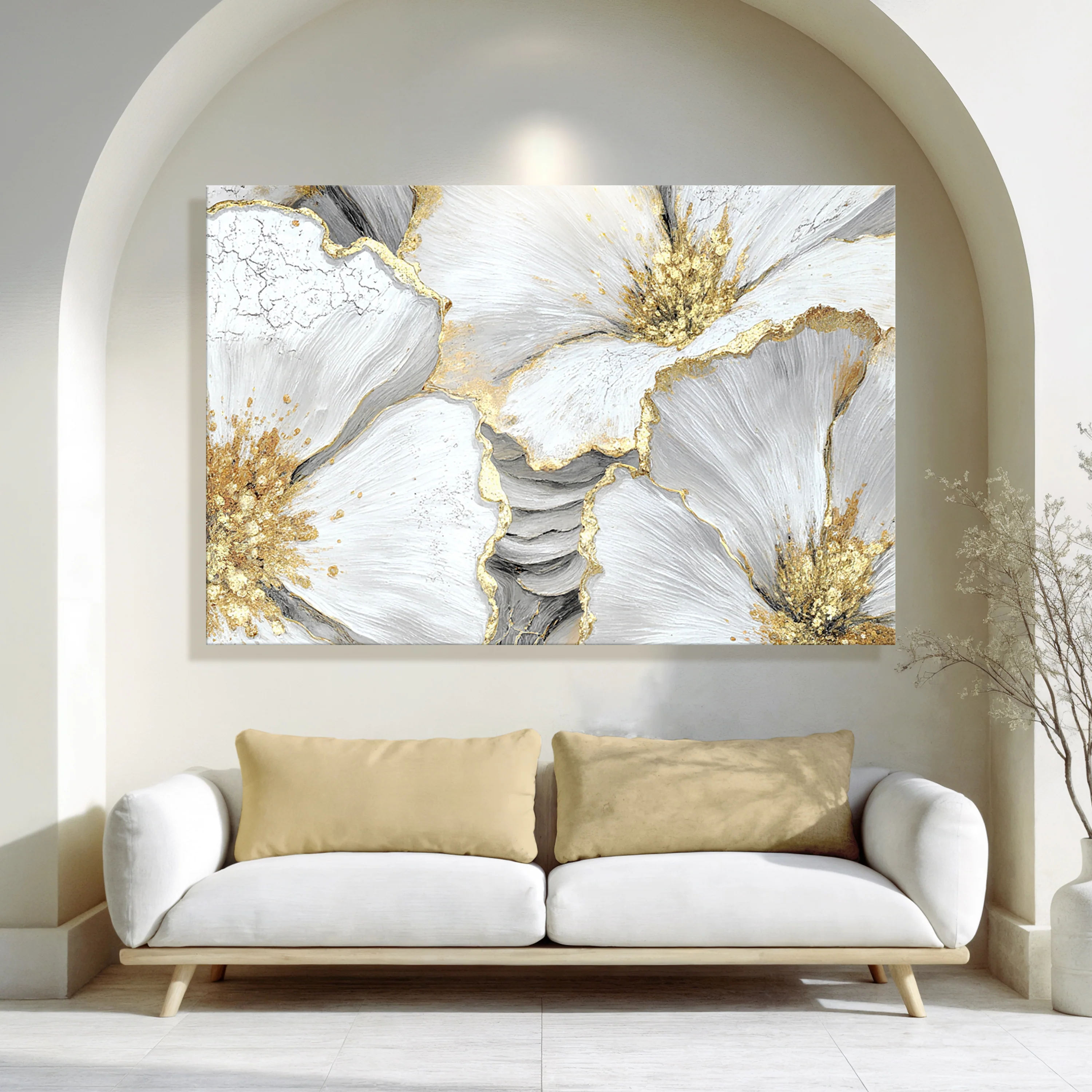 Golden Bloom Abstract Wall Art - Image 2