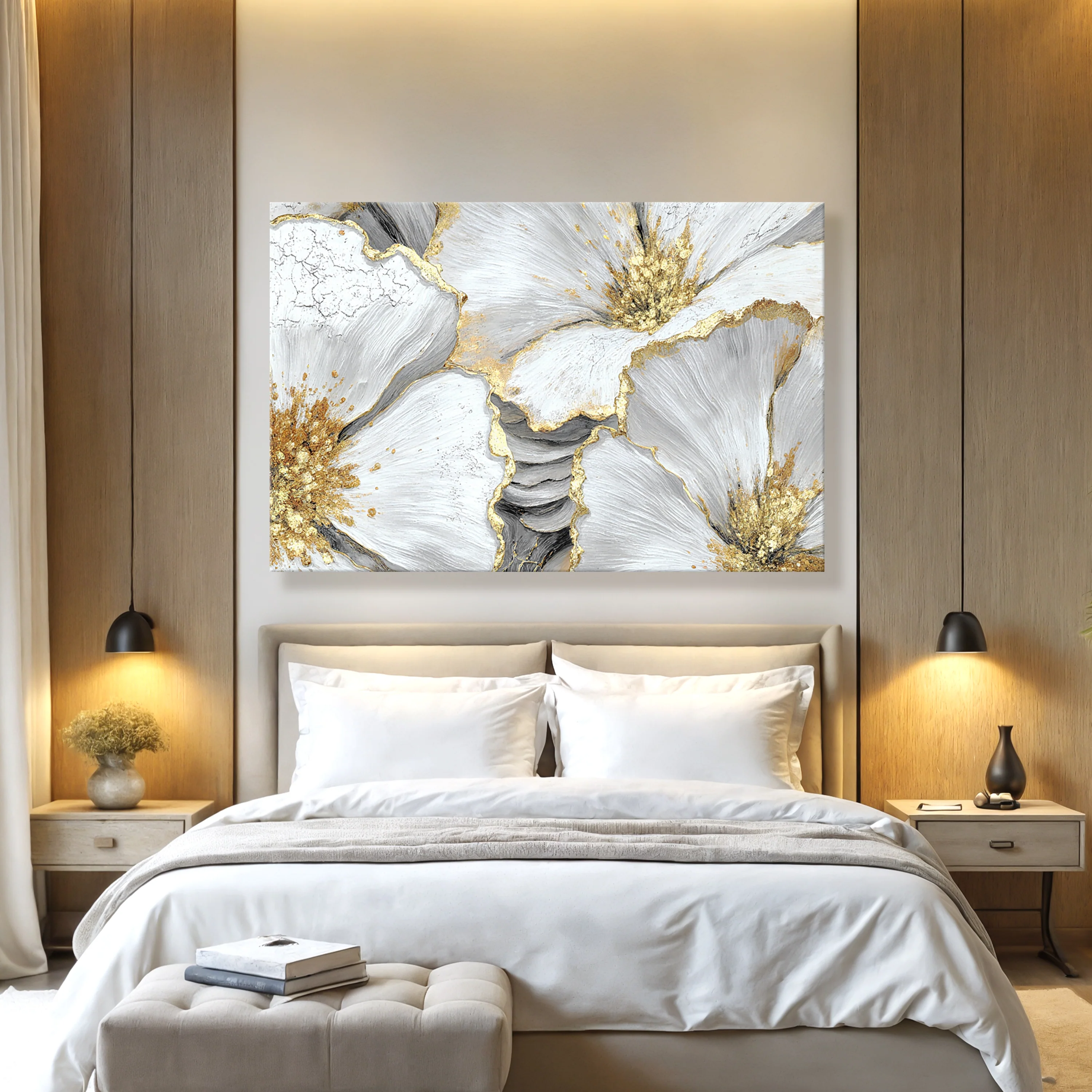 Golden Bloom Abstract Wall Art - Image 4