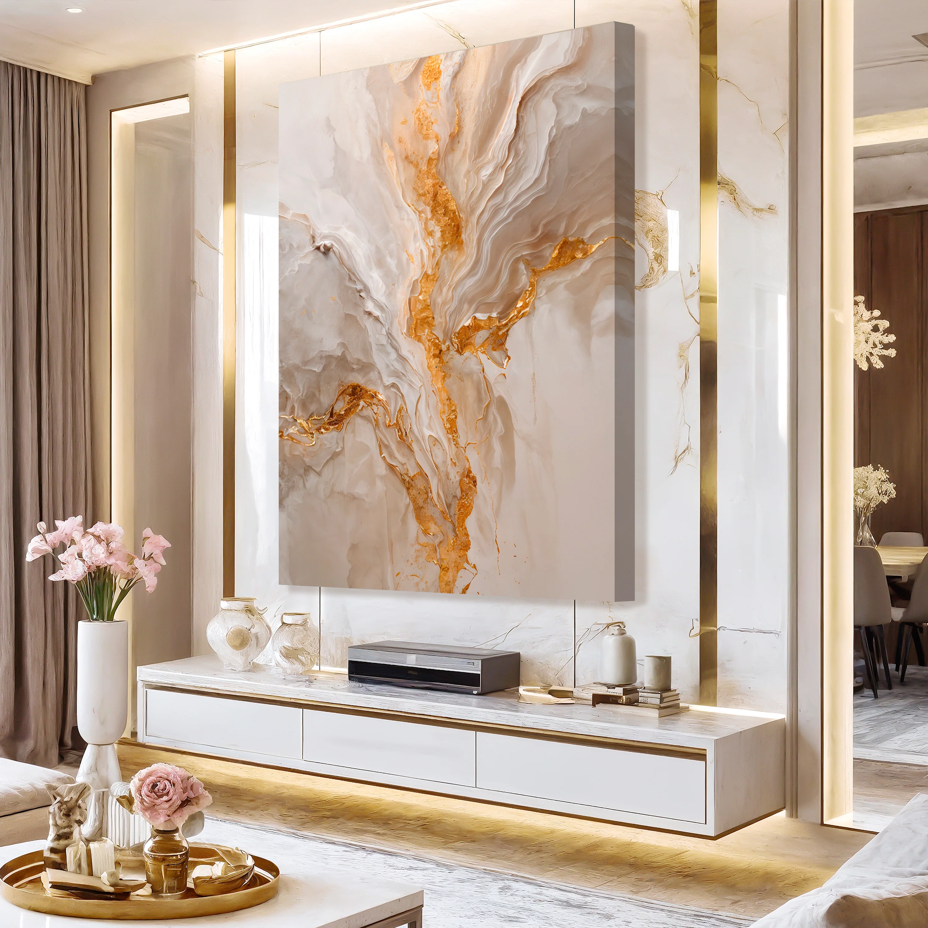 Golden Bloom Abstract Wall Art II - Image 3