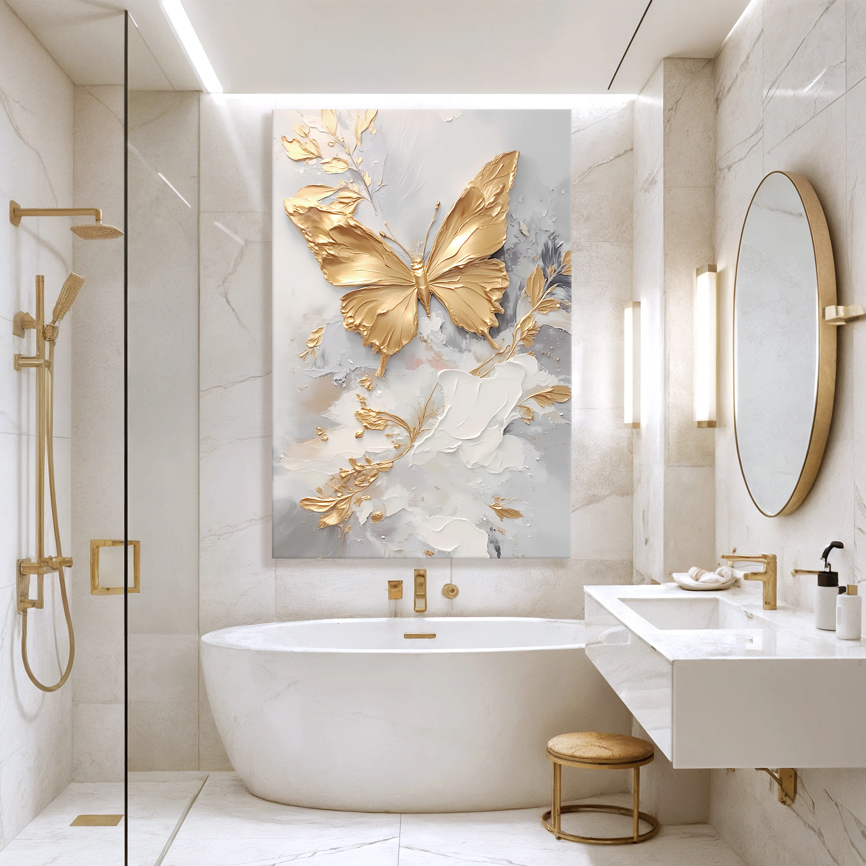 Golden Butterfly Wings Abstract Wall Art - Image 5