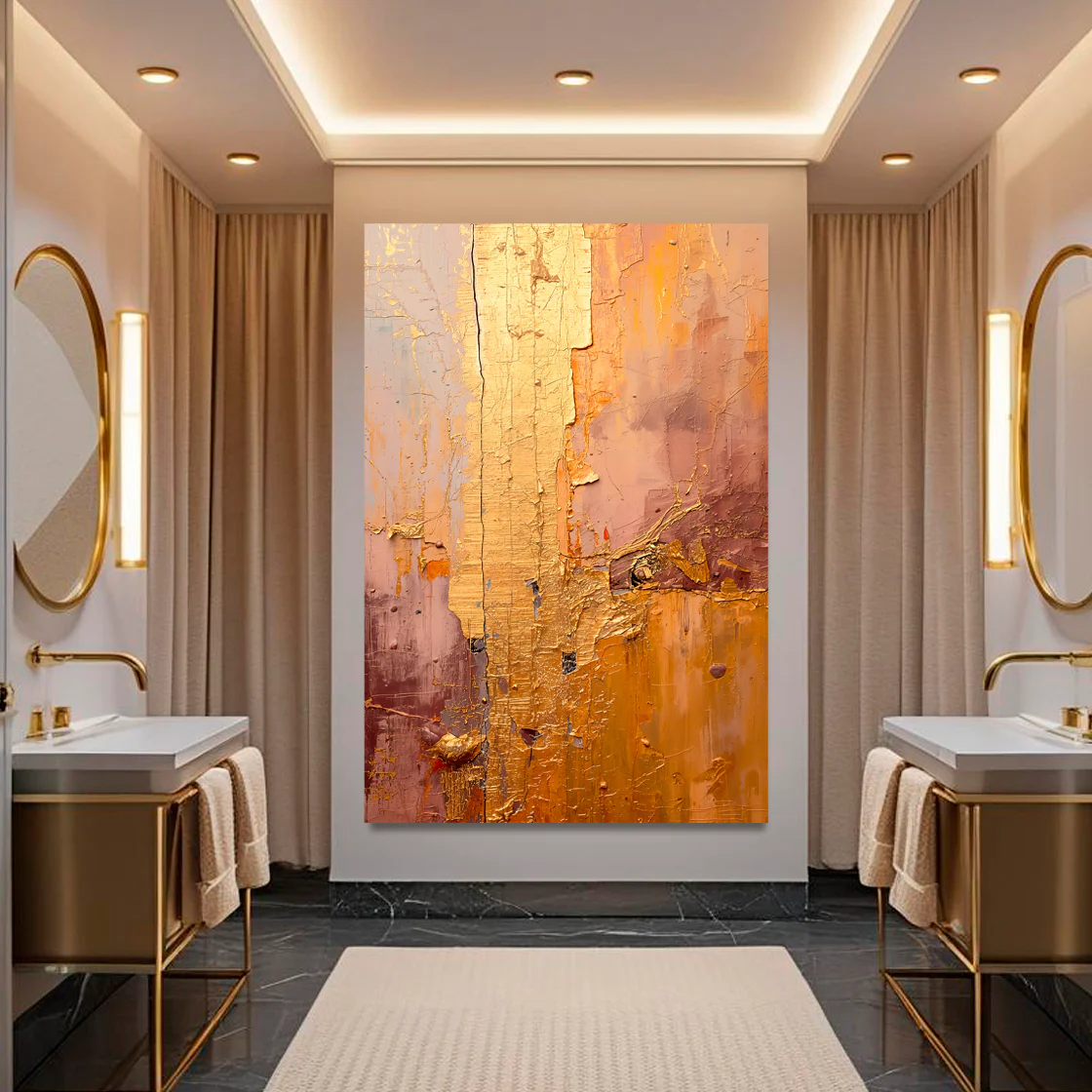Golden Cascade Abstract Wall Art - Image 4