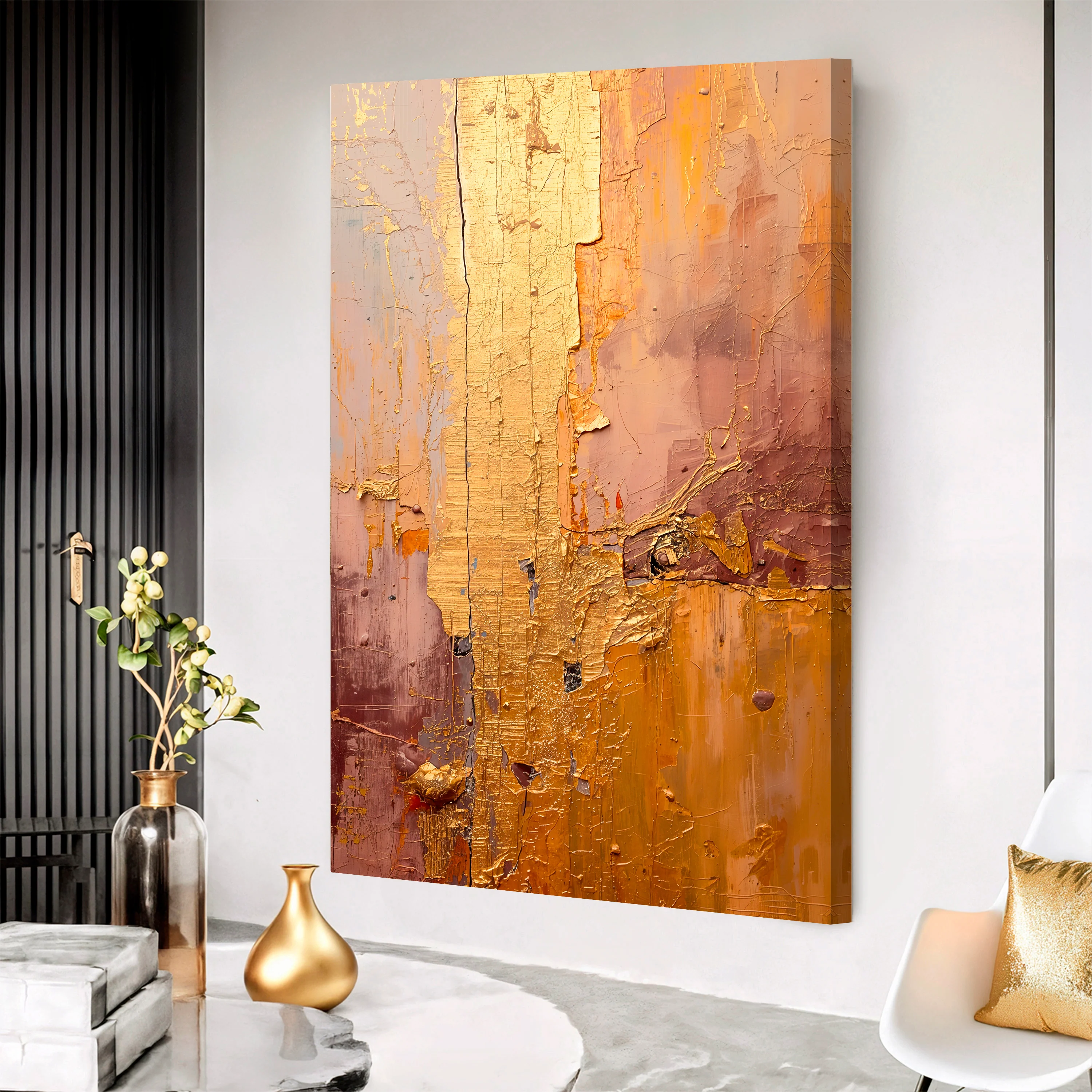 Golden Cascade Abstract Wall Art - Image 5
