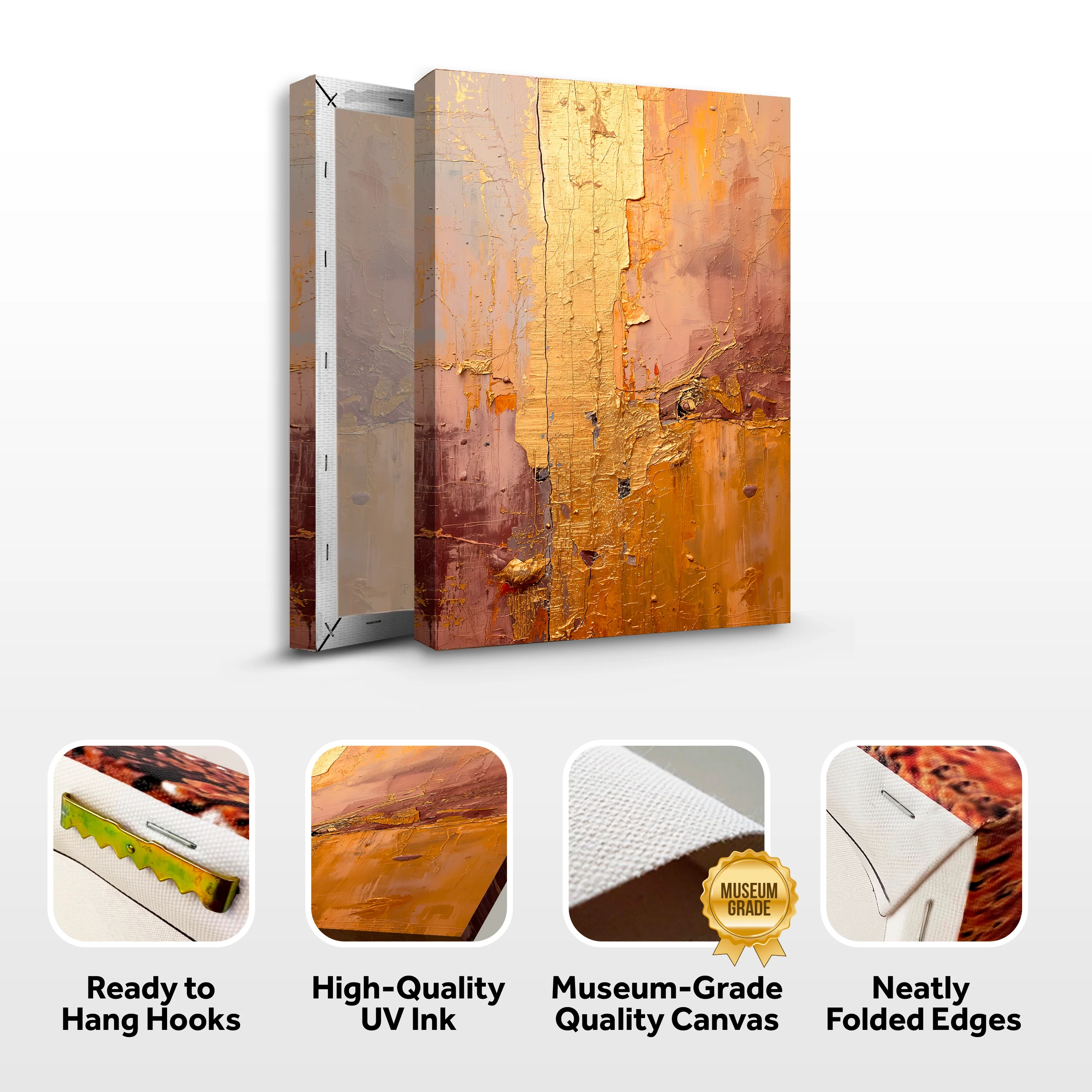 Golden Cascade Abstract Wall Art - Image 8