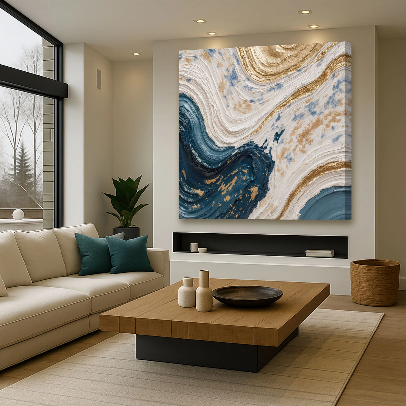Golden Currents Abstract Wall Art - Image 4