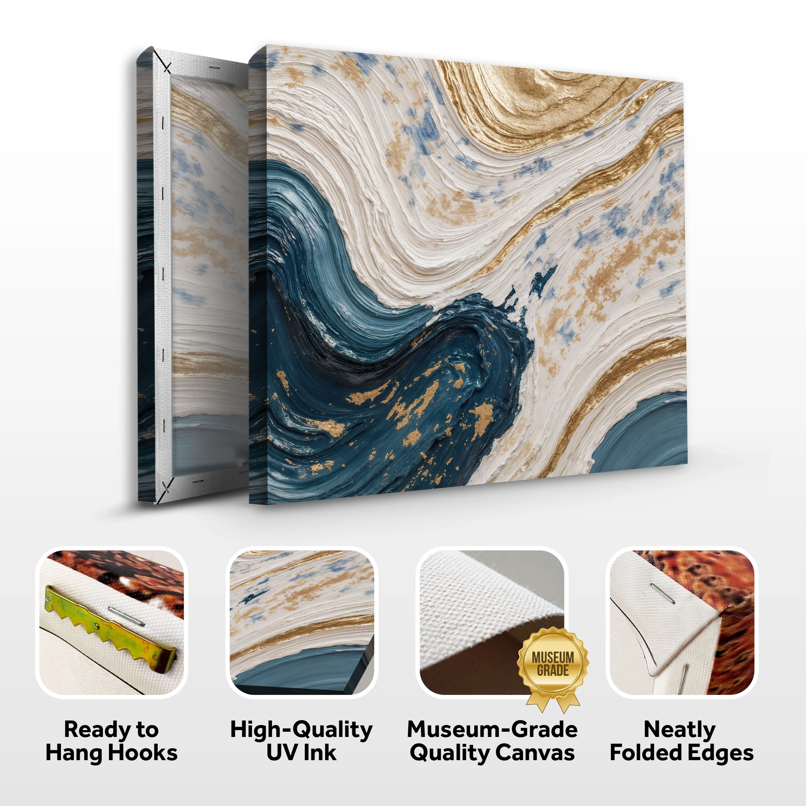 Golden Currents Abstract Wall Art - Image 8